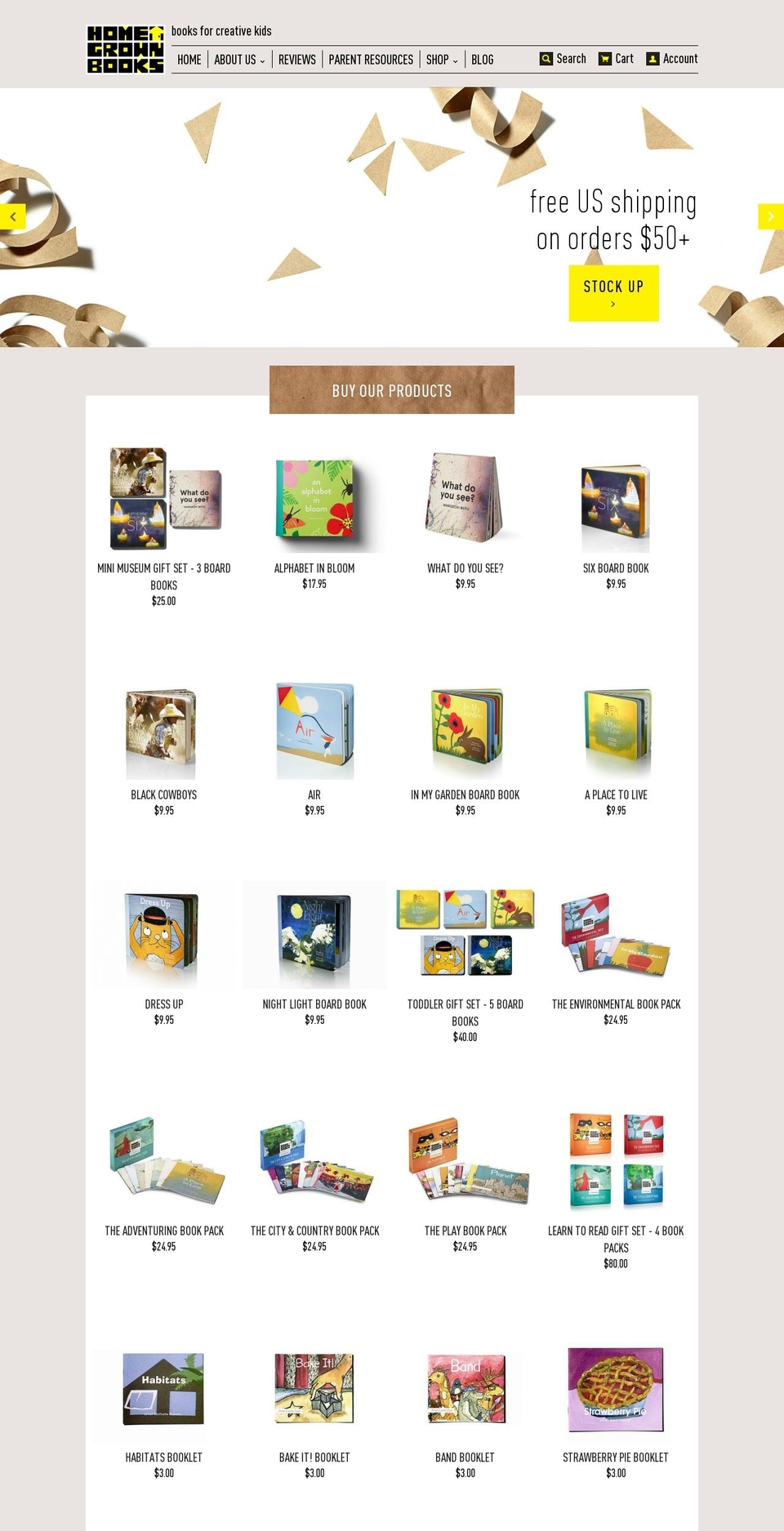 homegrownbooks.us shopify website screenshot