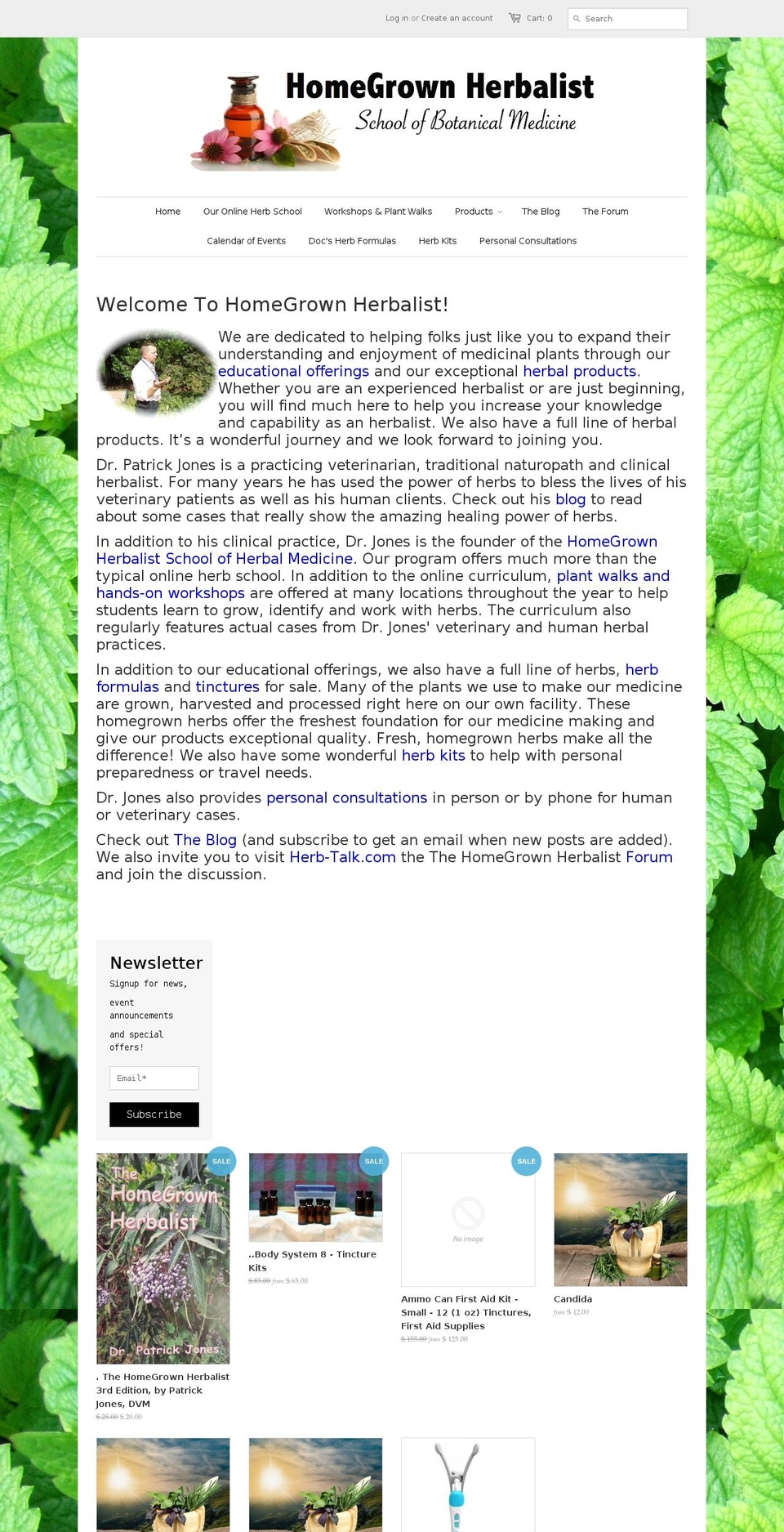 homegrownherbalist.biz shopify website screenshot