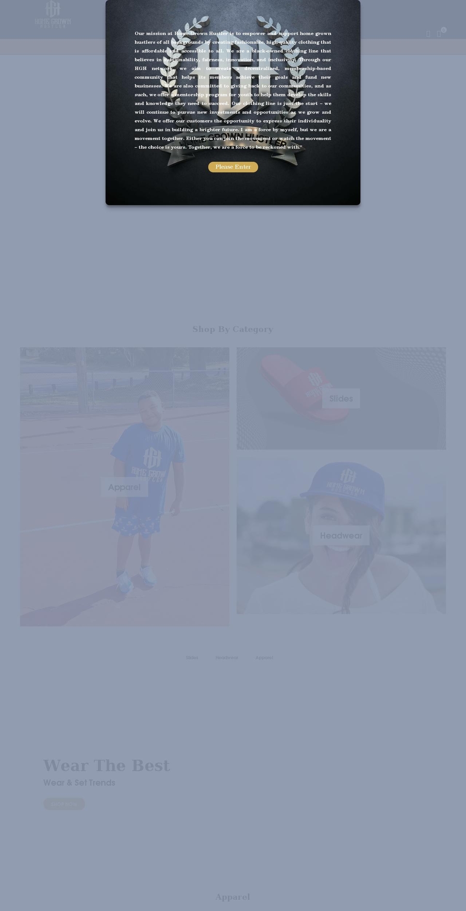 homegrownhustler.com shopify website screenshot