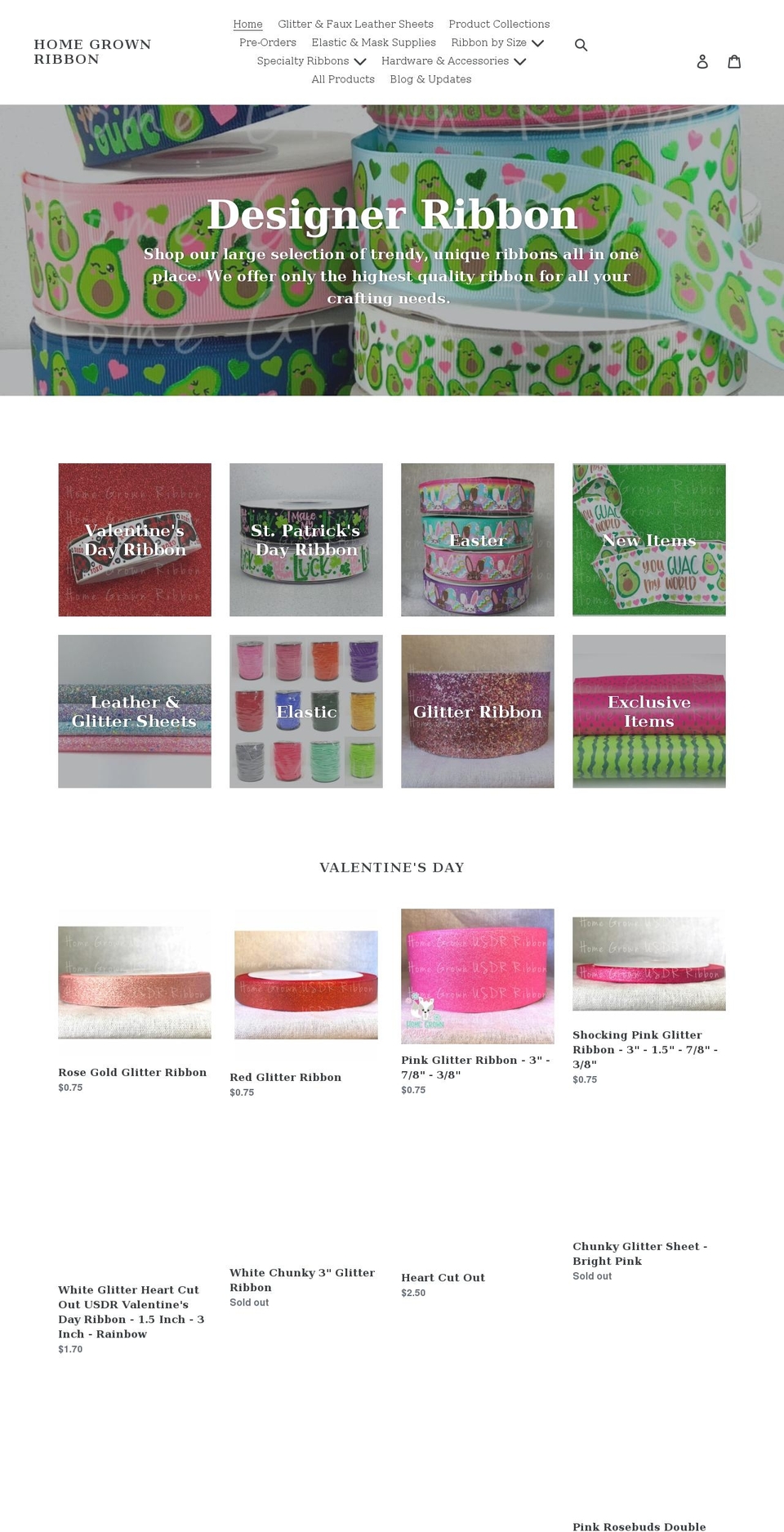 homegrownribbon.com shopify website screenshot