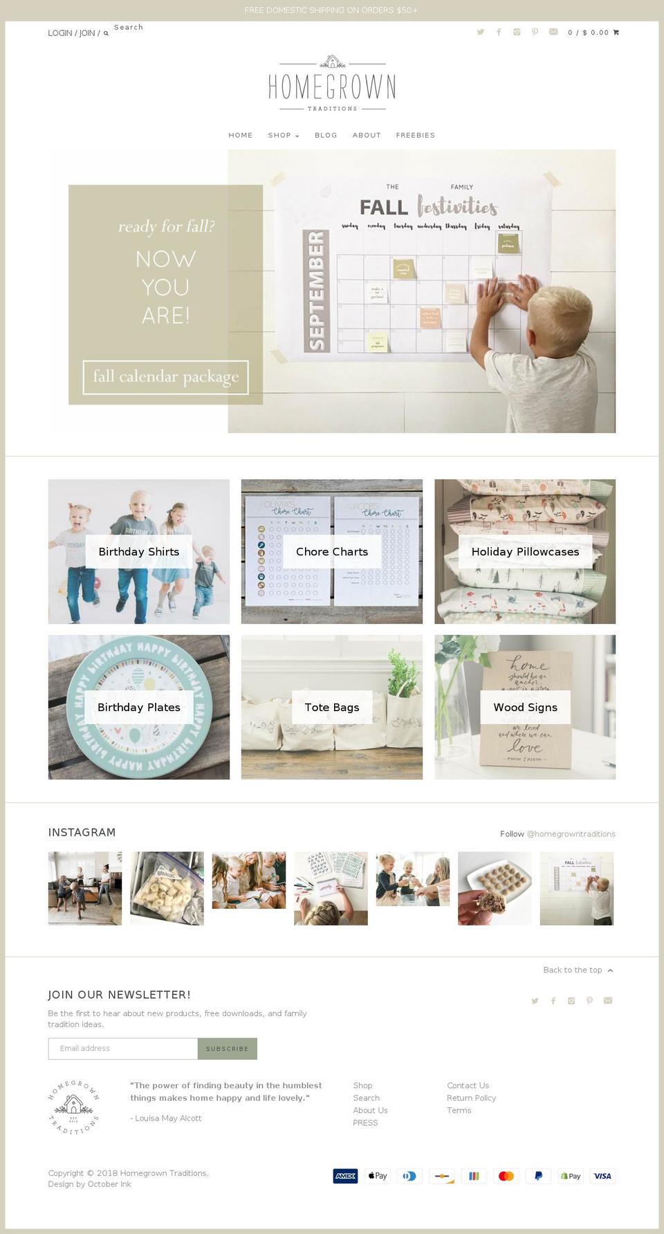 homegrowntraditions.com — Shopify storefront screenshot