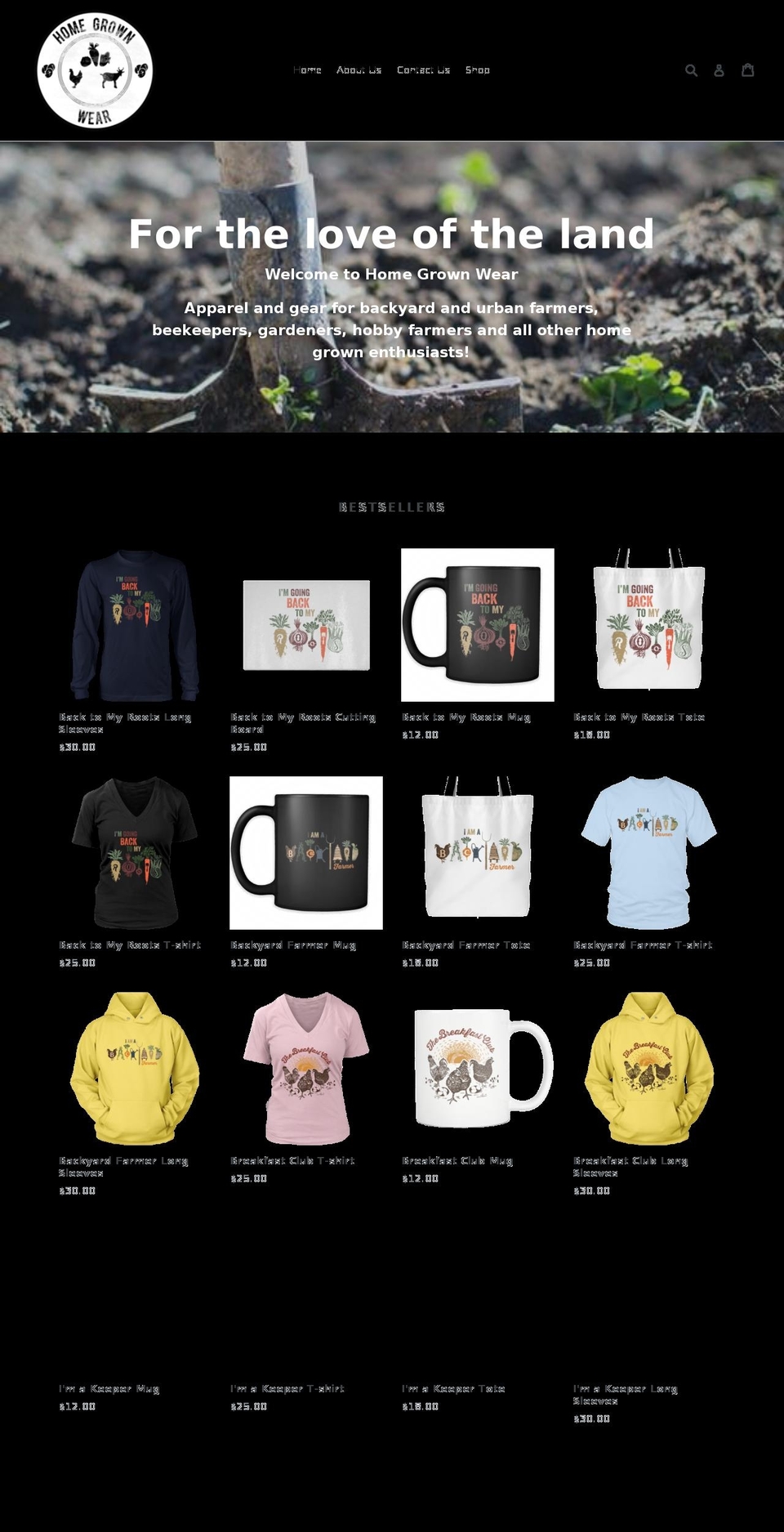 homegrownwear.com — Shopify storefront screenshot