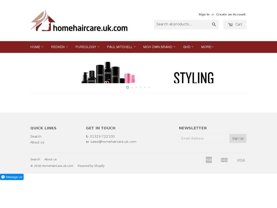 homehaircare.uk.com — Shopify storefront screenshot