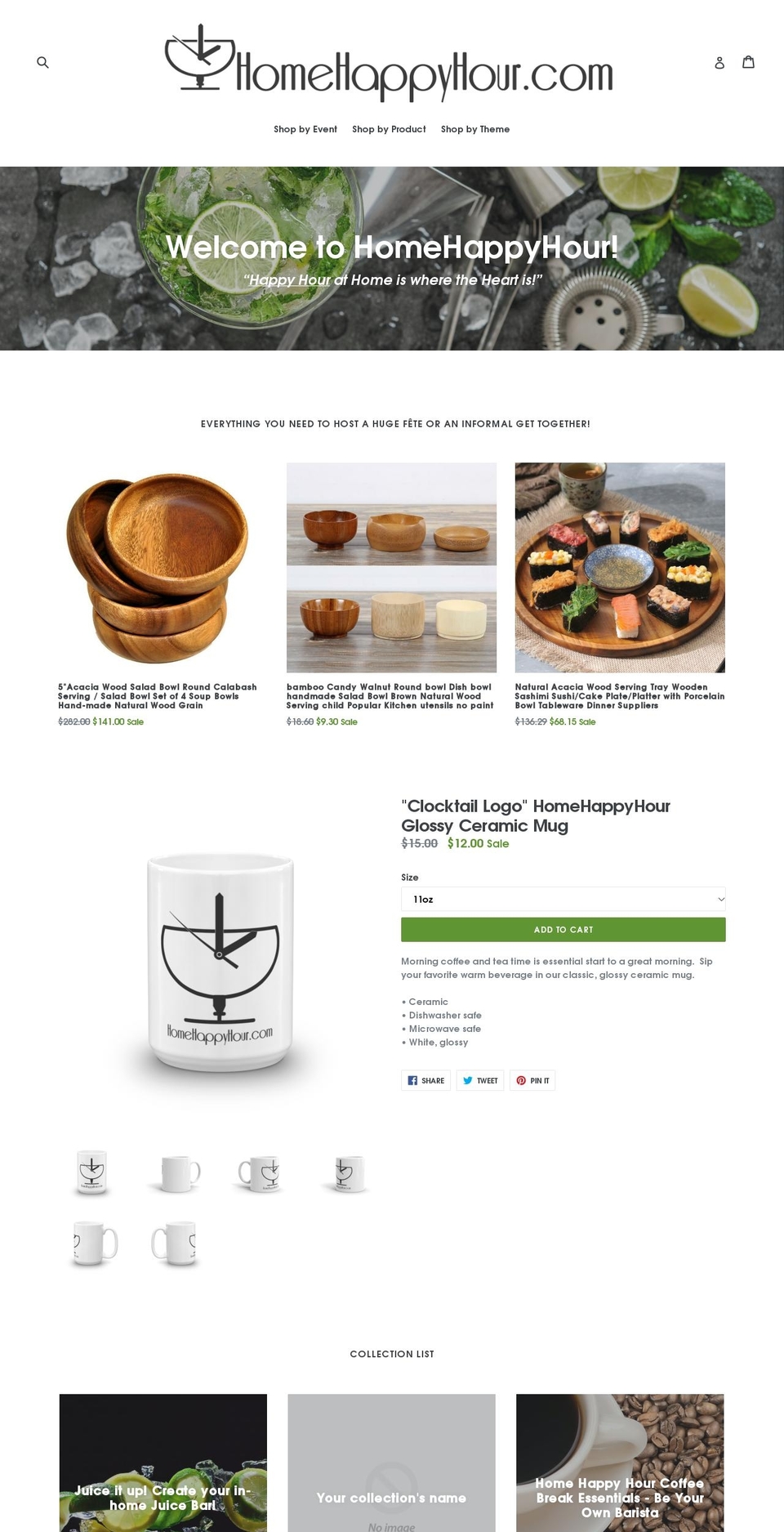 homehappyhour.com shopify website screenshot