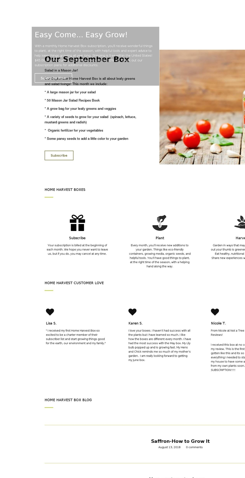 homeharvestbox.com — Shopify storefront screenshot