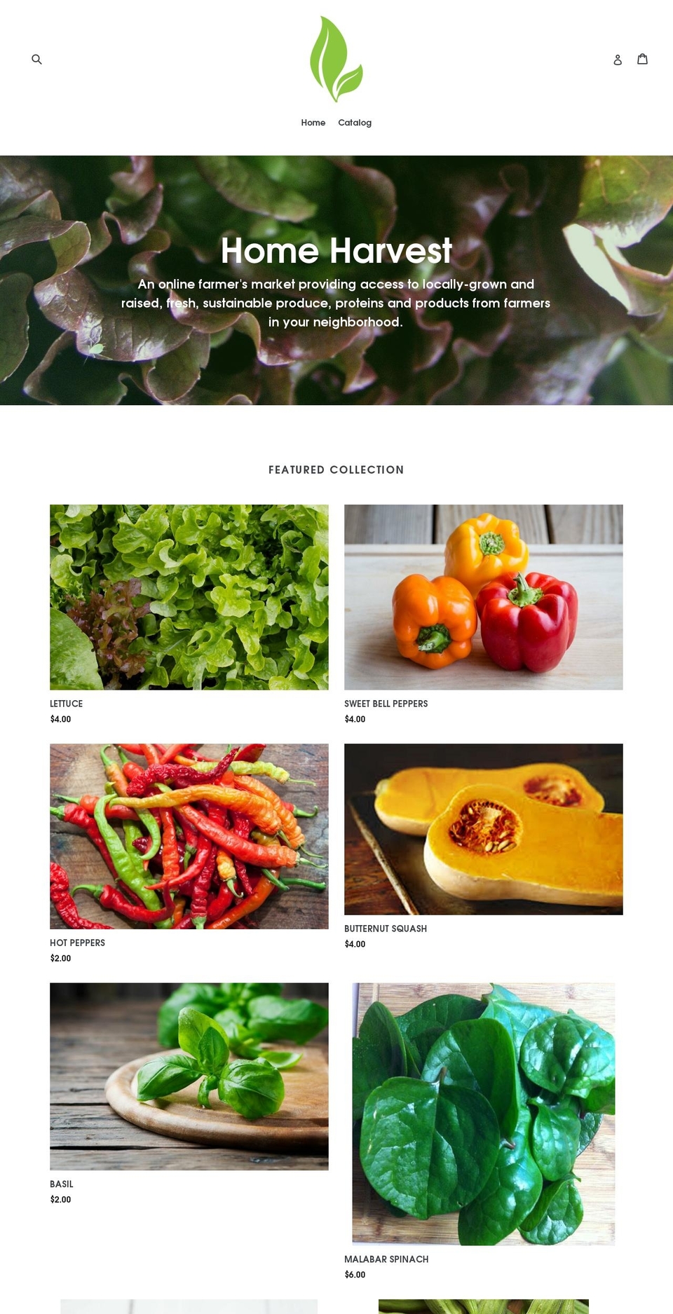 homeharvestnc.org shopify website screenshot