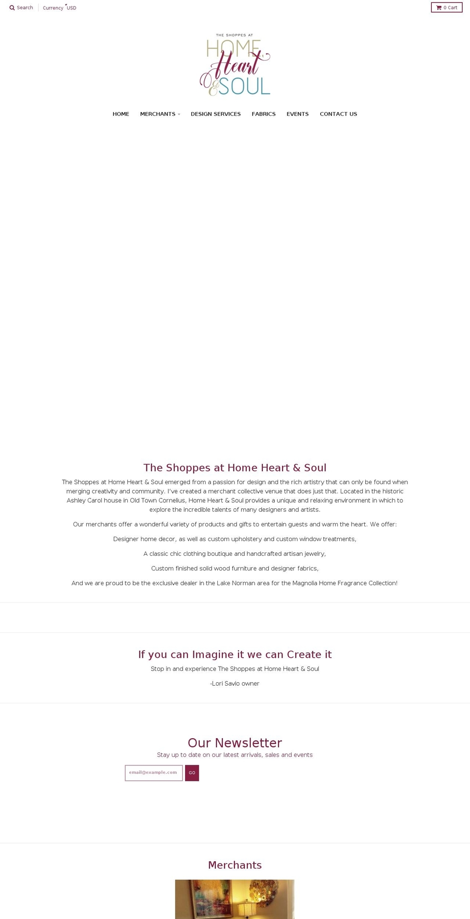 homeheartandsoul.com shopify website screenshot