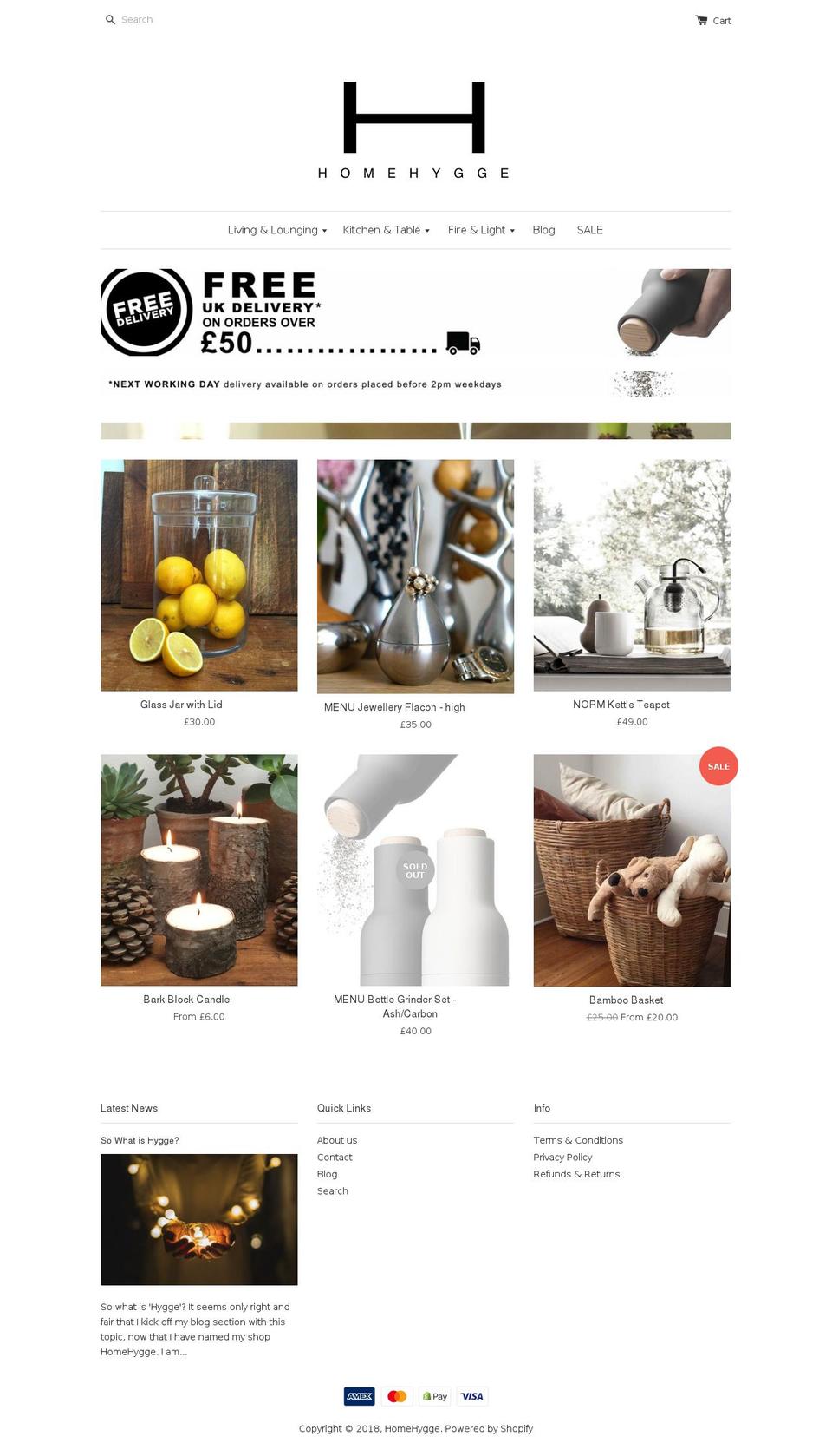 homehygge.com — Shopify storefront screenshot