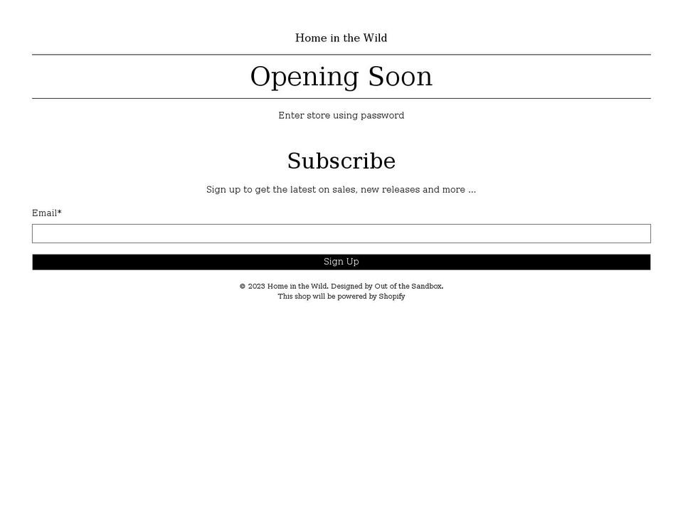 homeinthewild.com shopify website screenshot