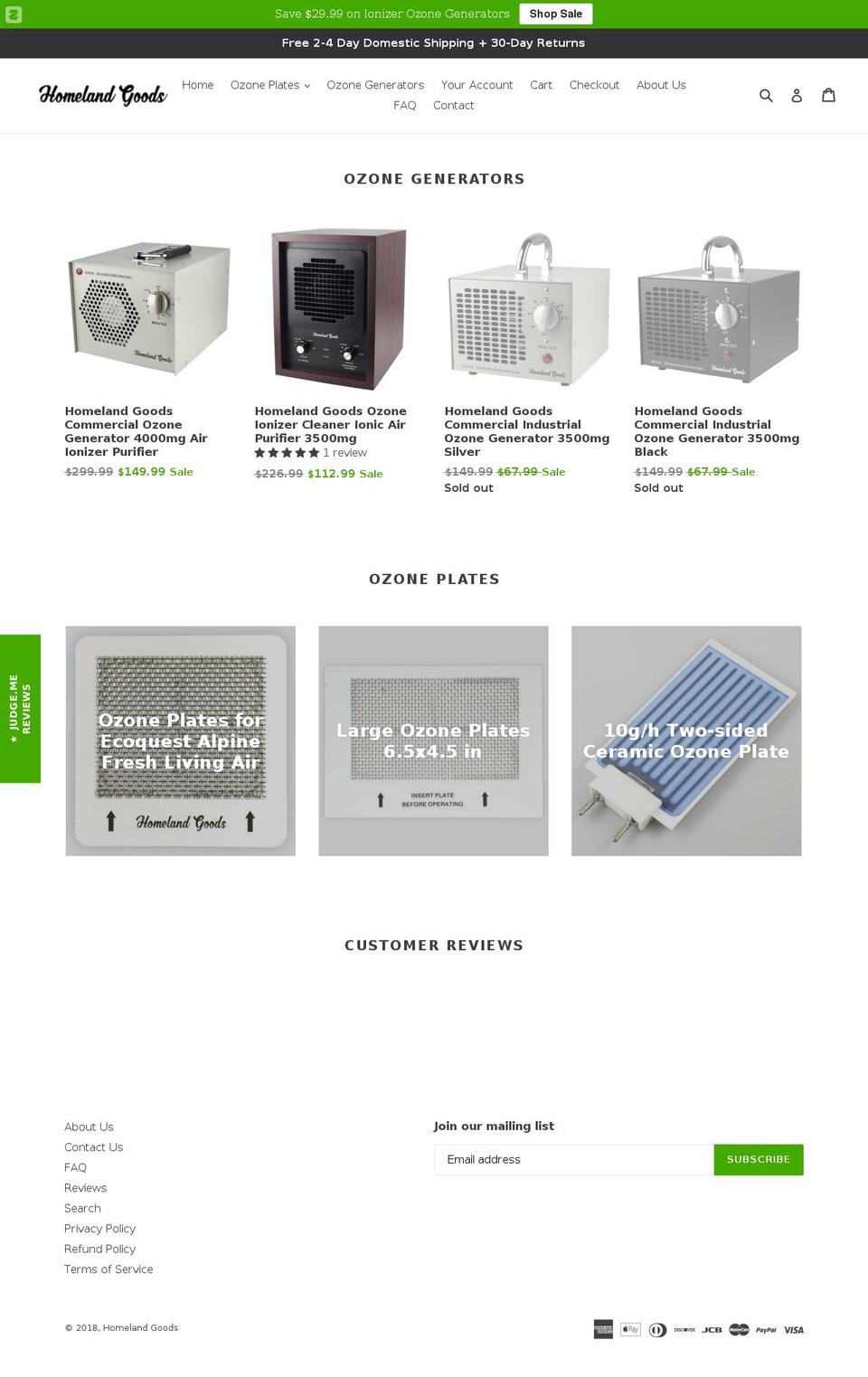 homelandgoods.com shopify website screenshot