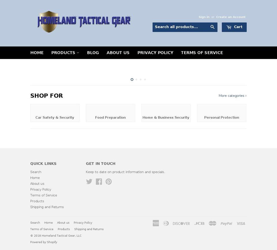 homelandtacticalgear.com — Shopify storefront screenshot