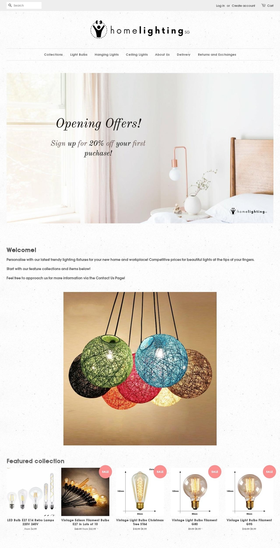 homelightingsg.com shopify website screenshot