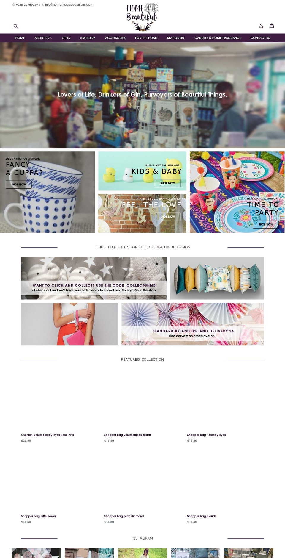 homemadebeautifulni.com shopify website screenshot