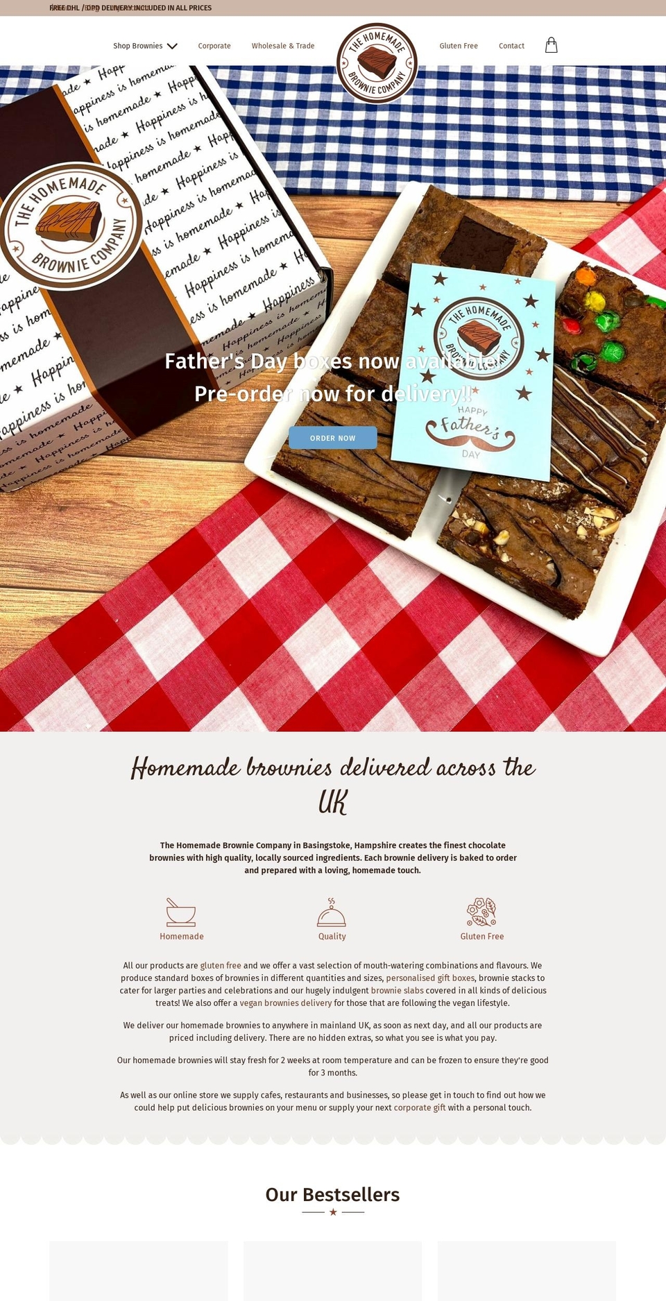 homemadebrownie.co.uk shopify website screenshot