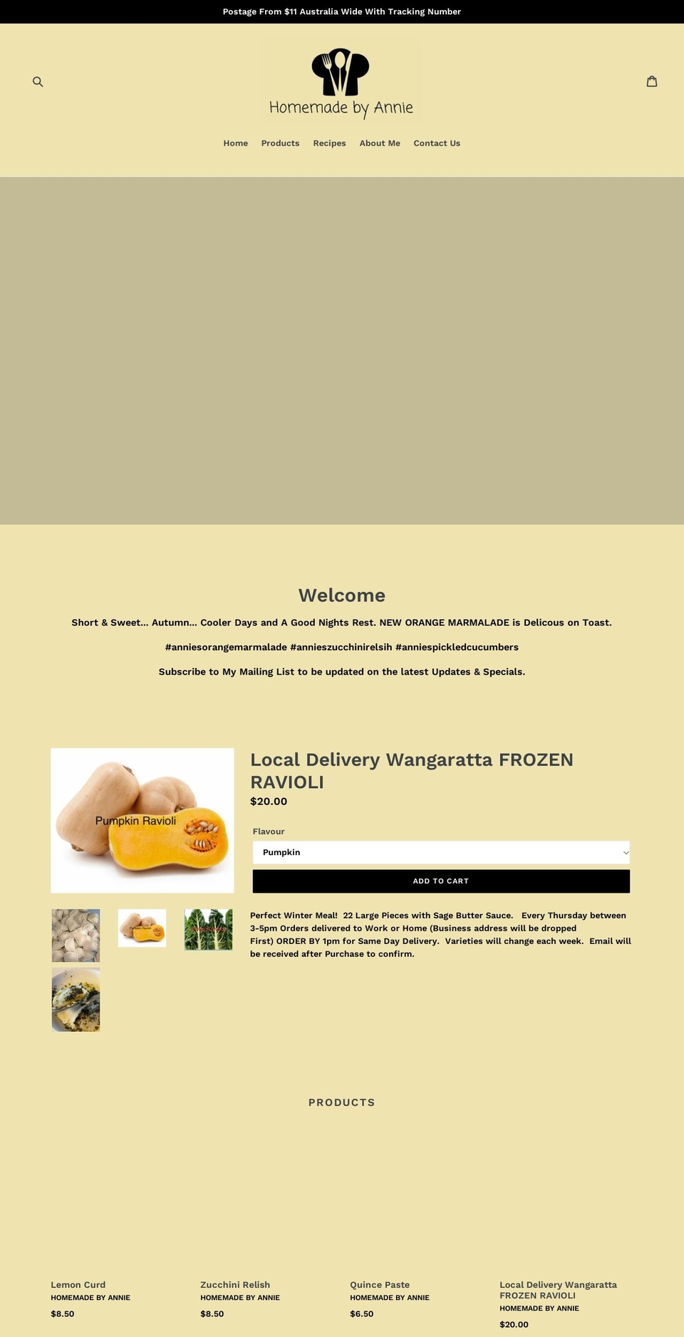 homemadebyannie.com.au shopify website screenshot