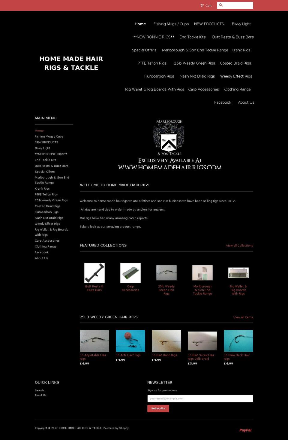 classic Shopify theme site example homemadehairrigs.com