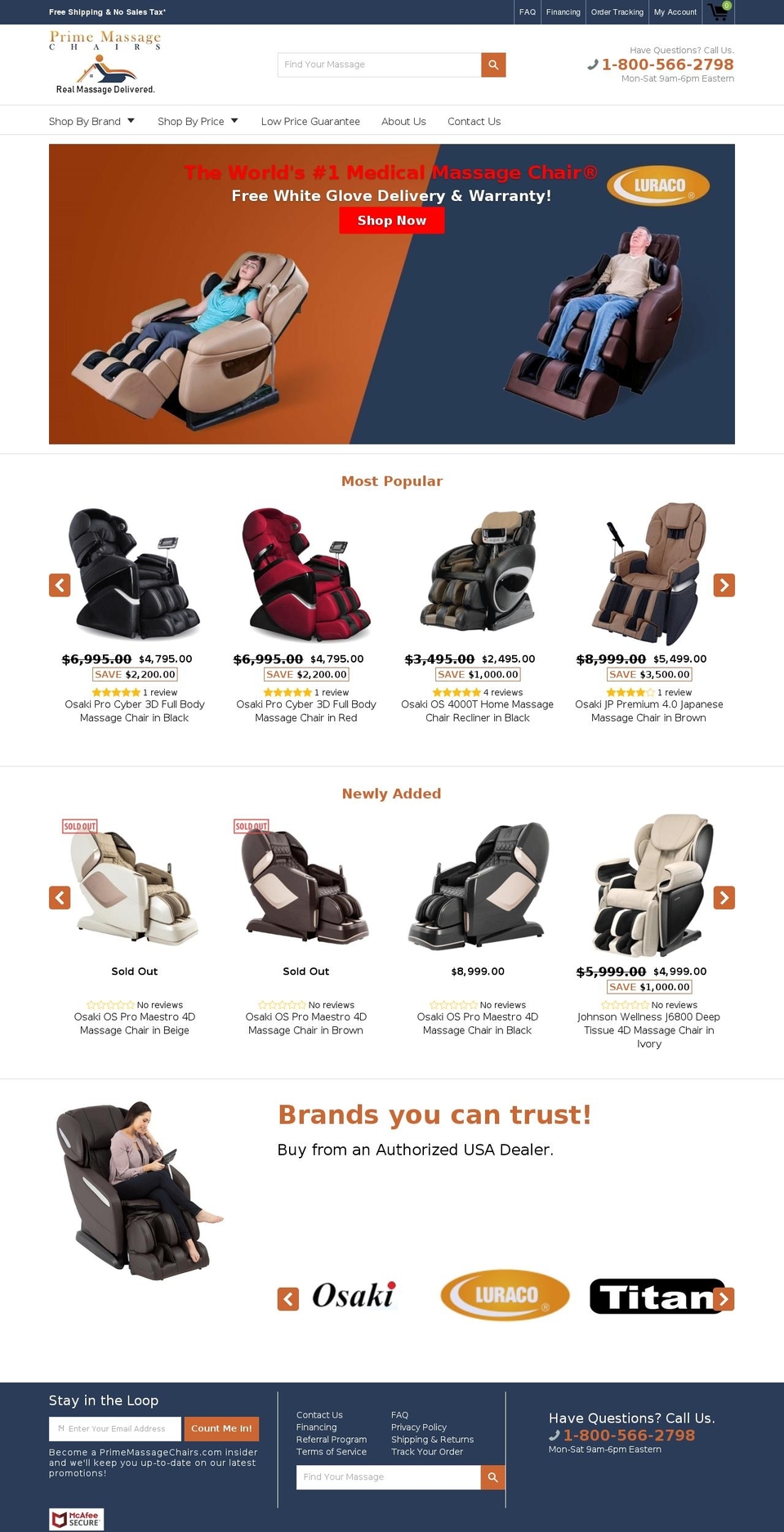 homemassagechair.com — Shopify storefront screenshot