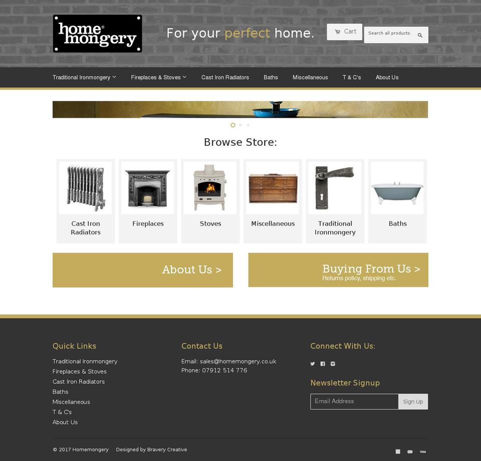 homemongery.com shopify website screenshot