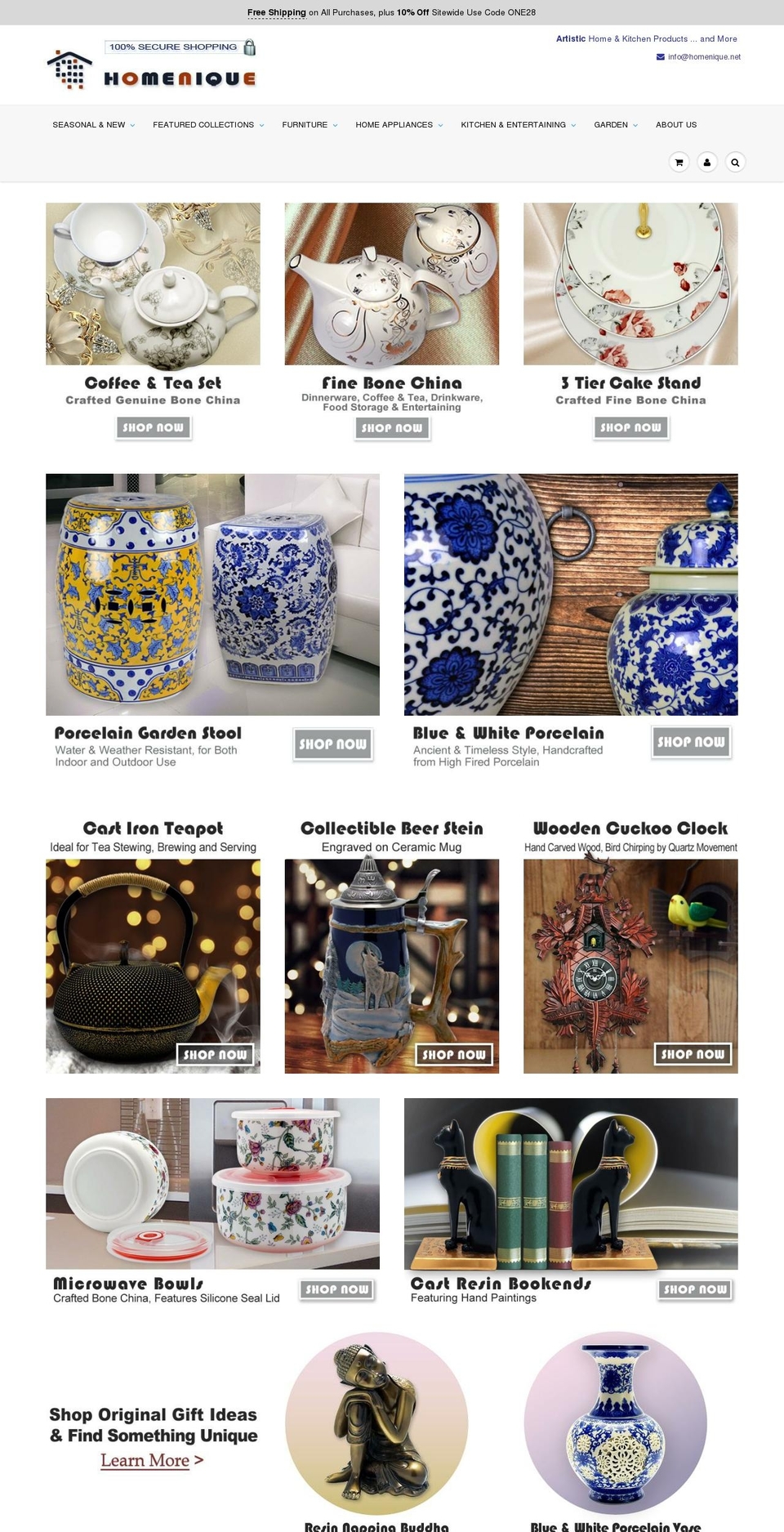 homenique.net shopify website screenshot