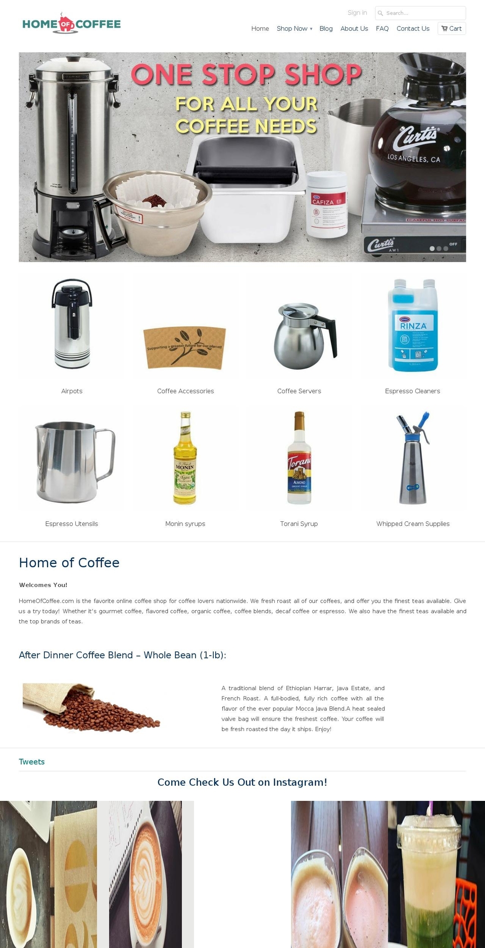 homeofcoffee.com shopify website screenshot