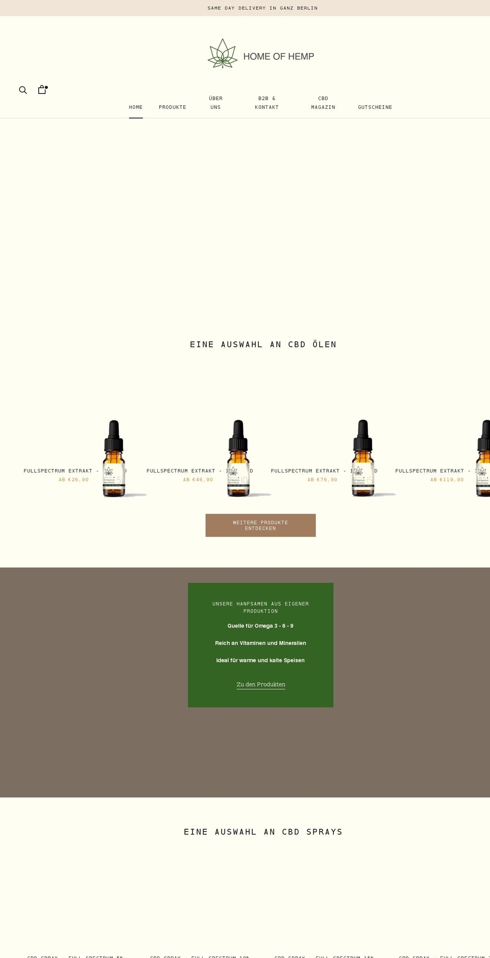 homeofhemp.com shopify website screenshot