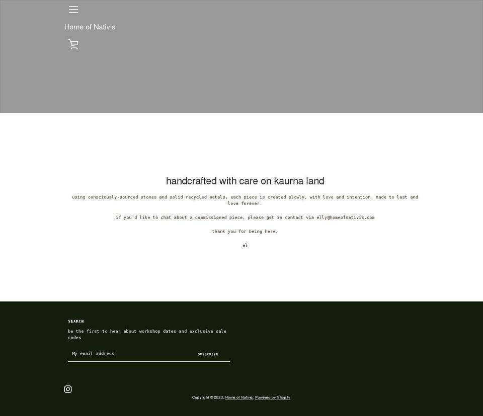 homeofnativis.com shopify website screenshot