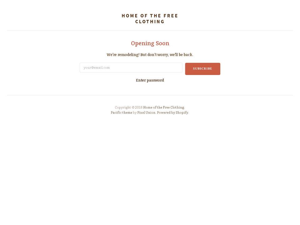 homeofthefreeclothing.com — Shopify storefront screenshot