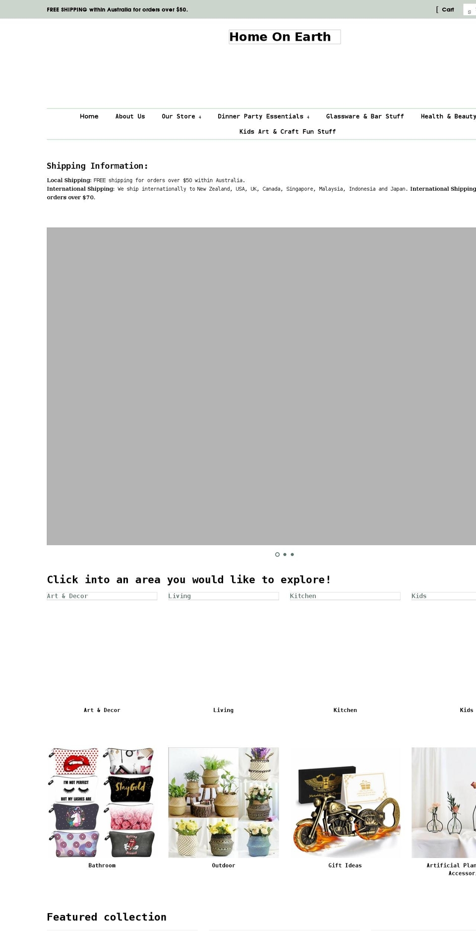 homeonearth.com.au shopify website screenshot