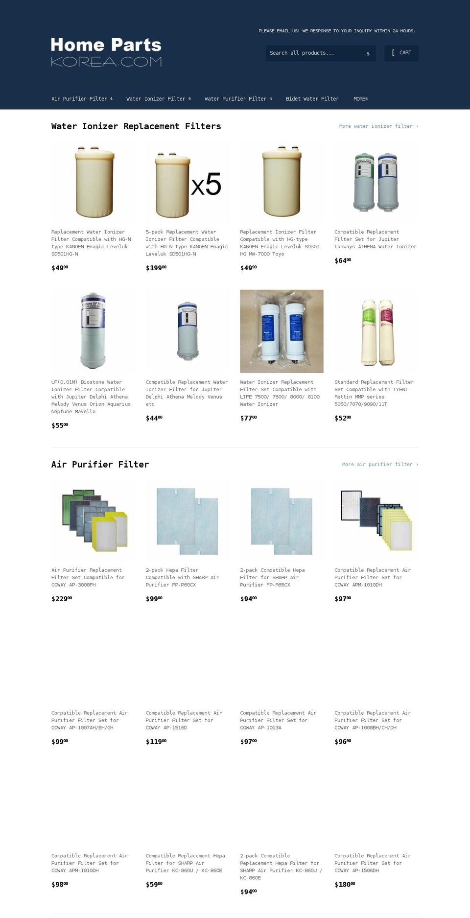 homepartskorea.com shopify website screenshot