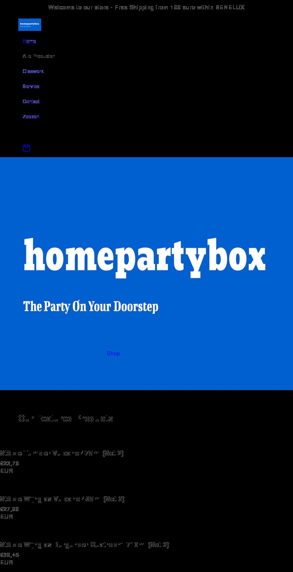 homepartybox.com shopify website screenshot