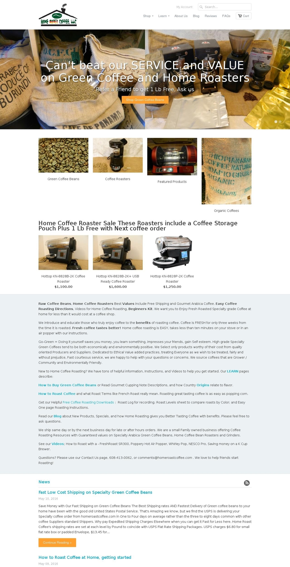 homeroastcoffee.biz shopify website screenshot