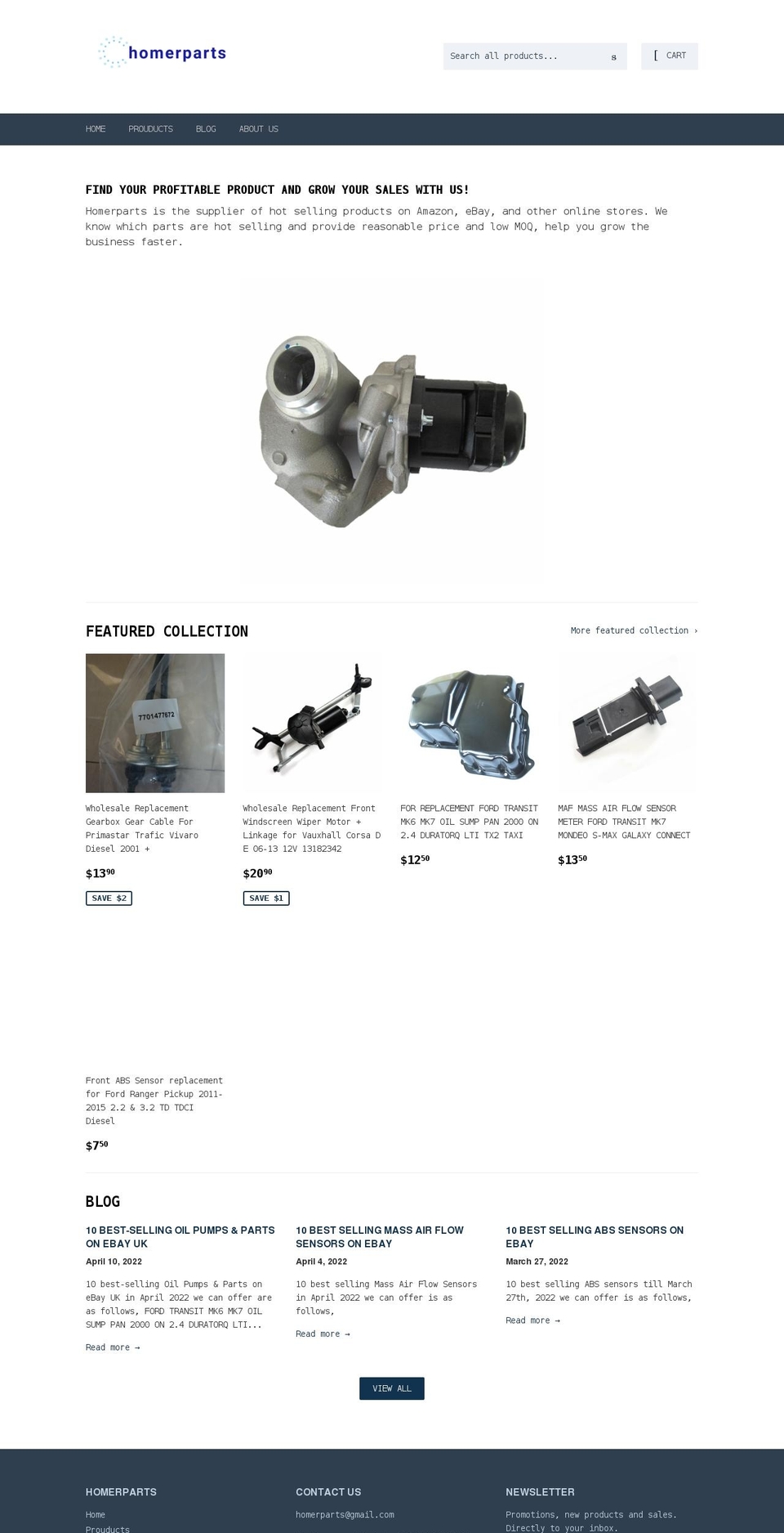 homerparts.com shopify website screenshot