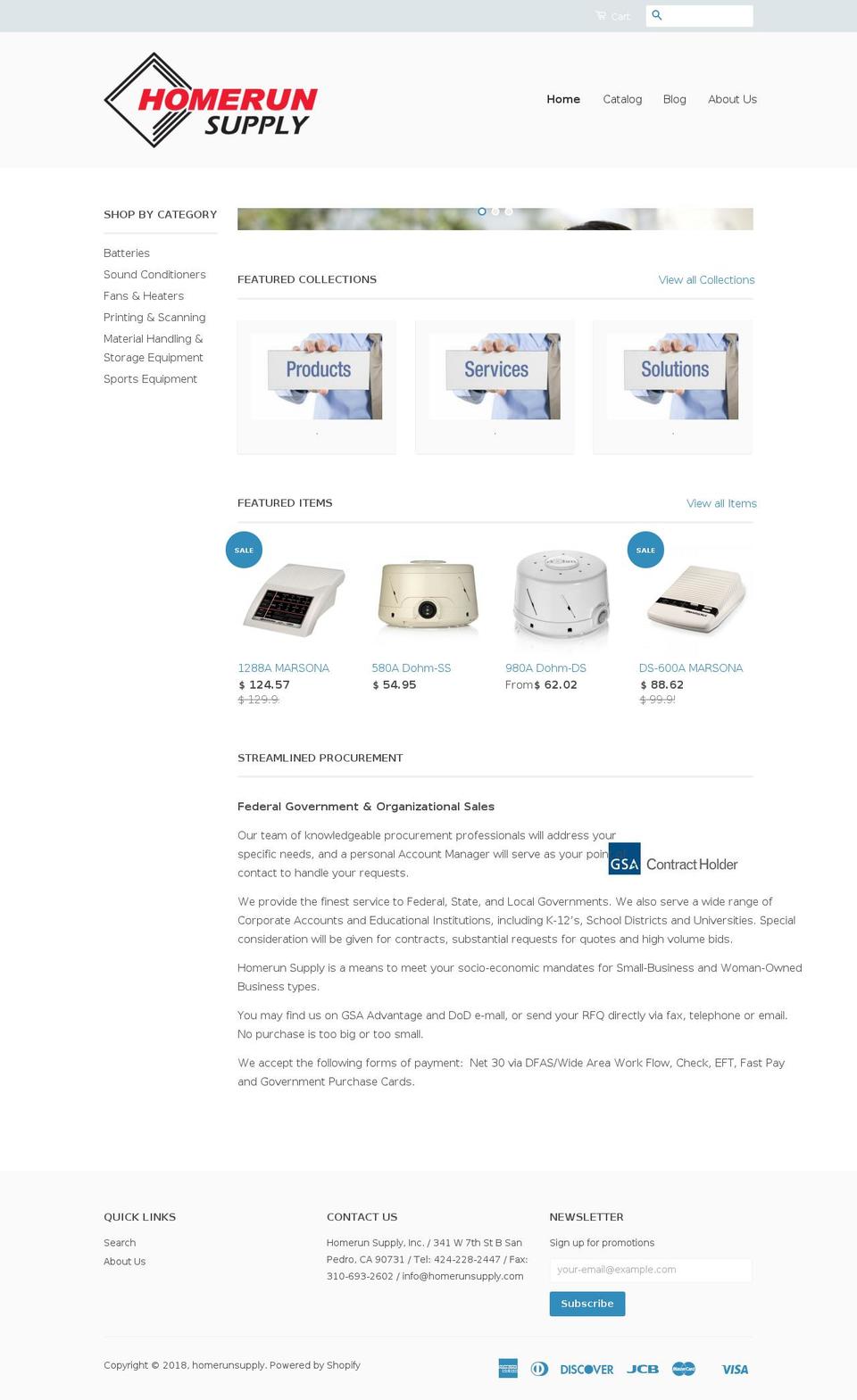 homerunsupply.com — Shopify storefront screenshot