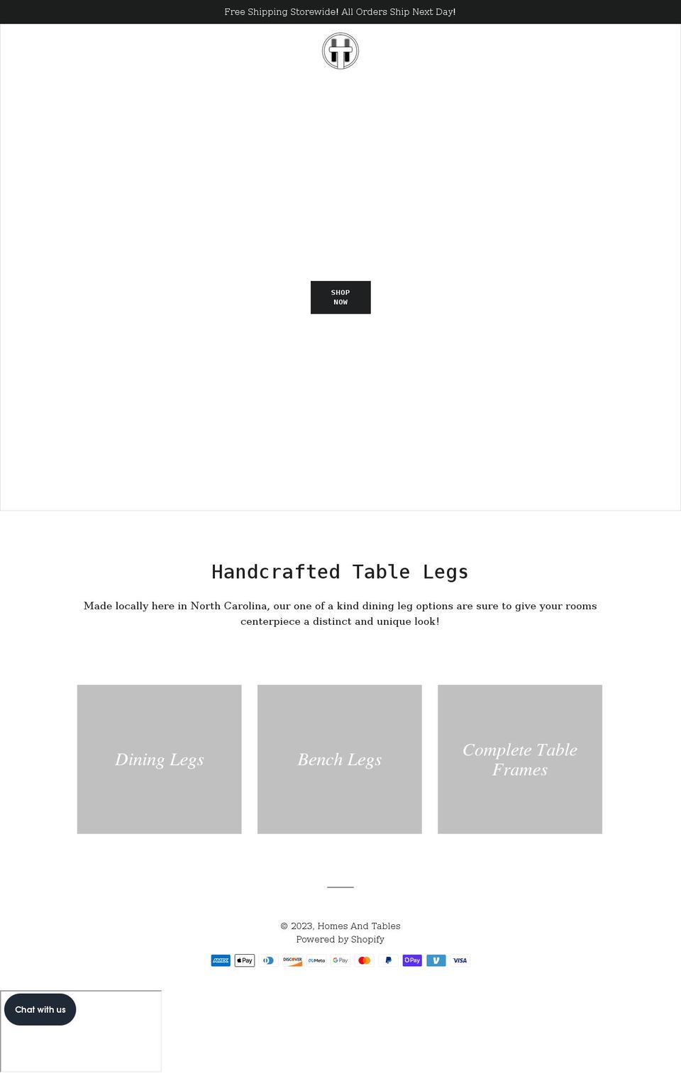 homesandtables.com shopify website screenshot