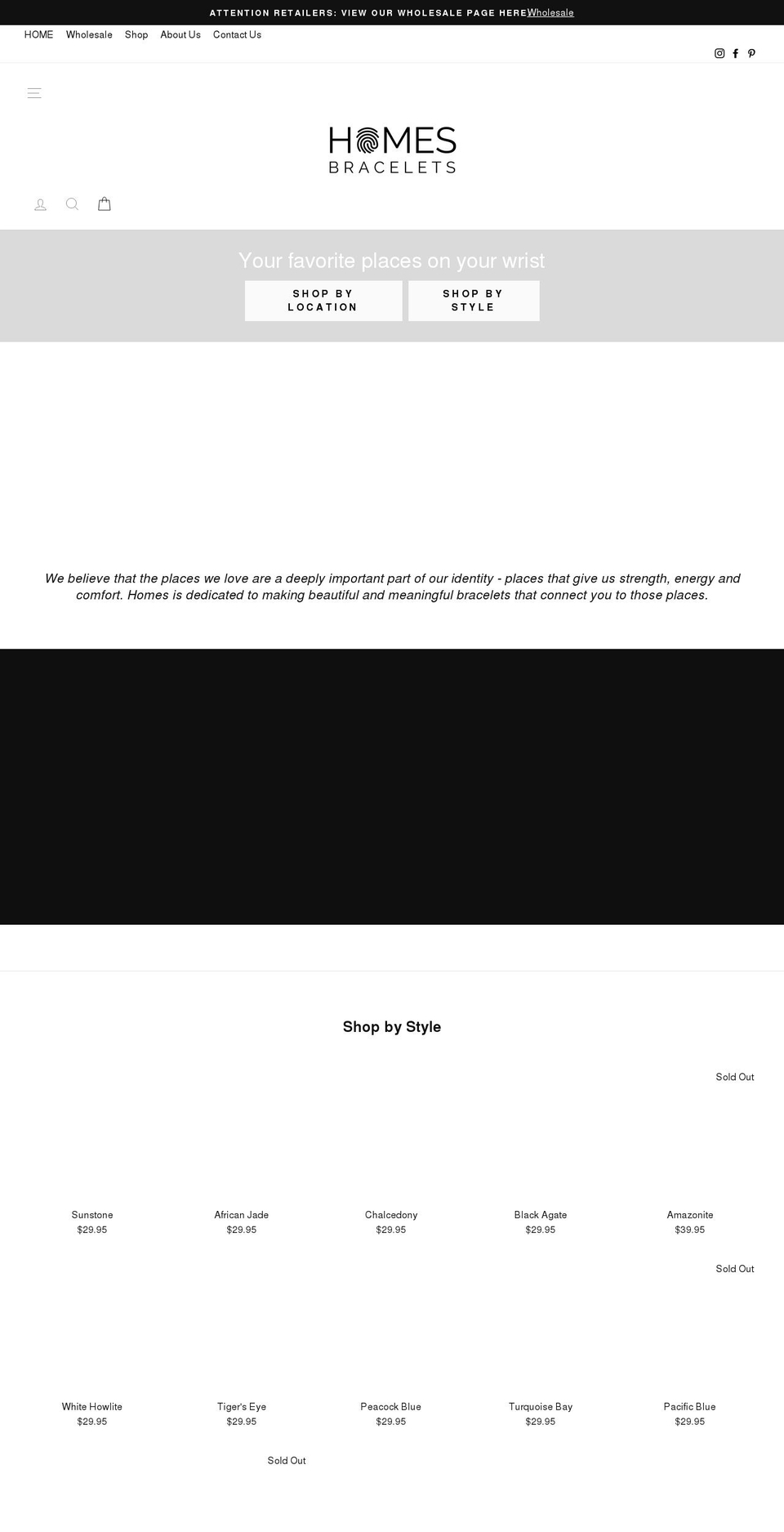 homesbracelets.com shopify website screenshot