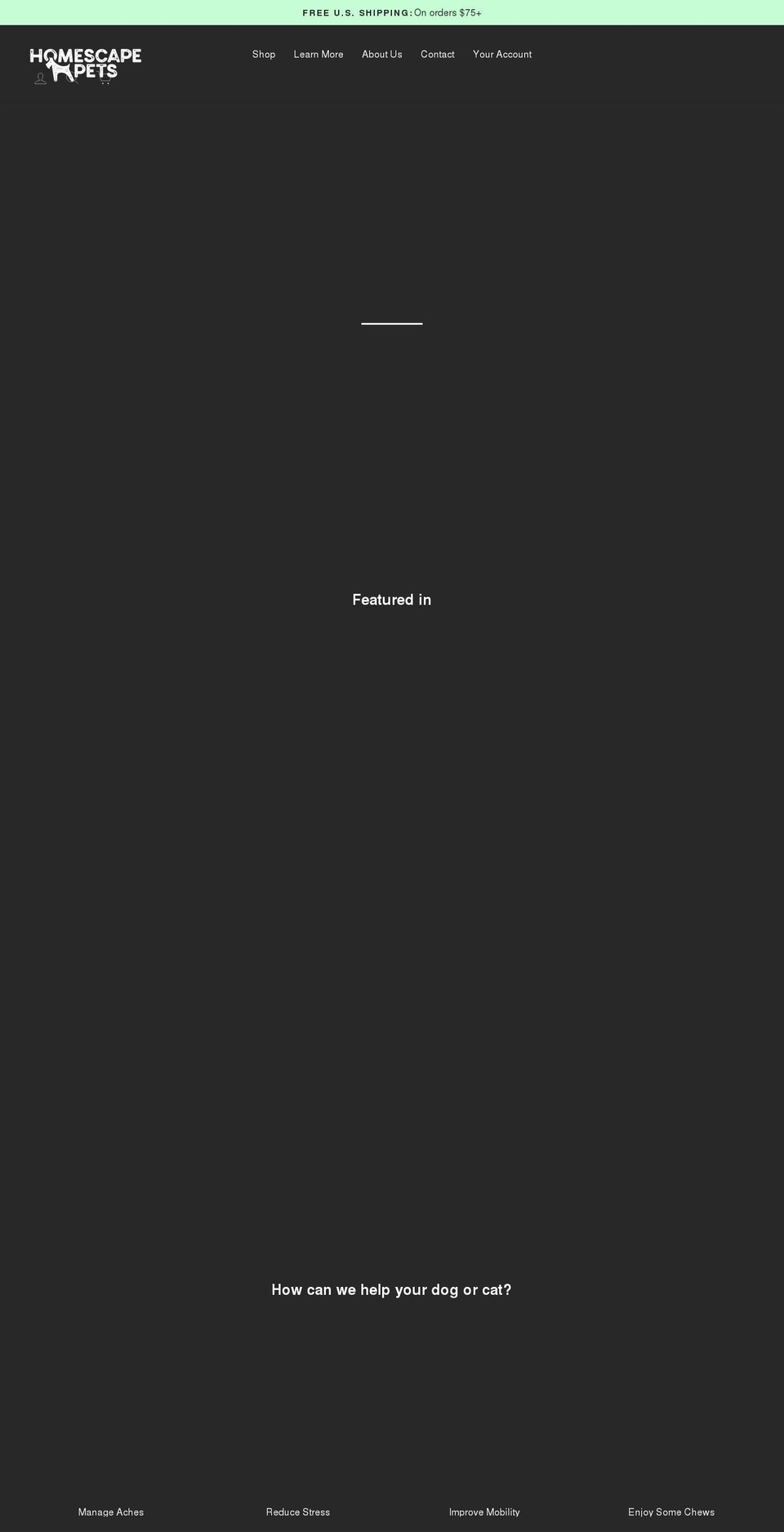 homescapepets.com — Shopify storefront screenshot