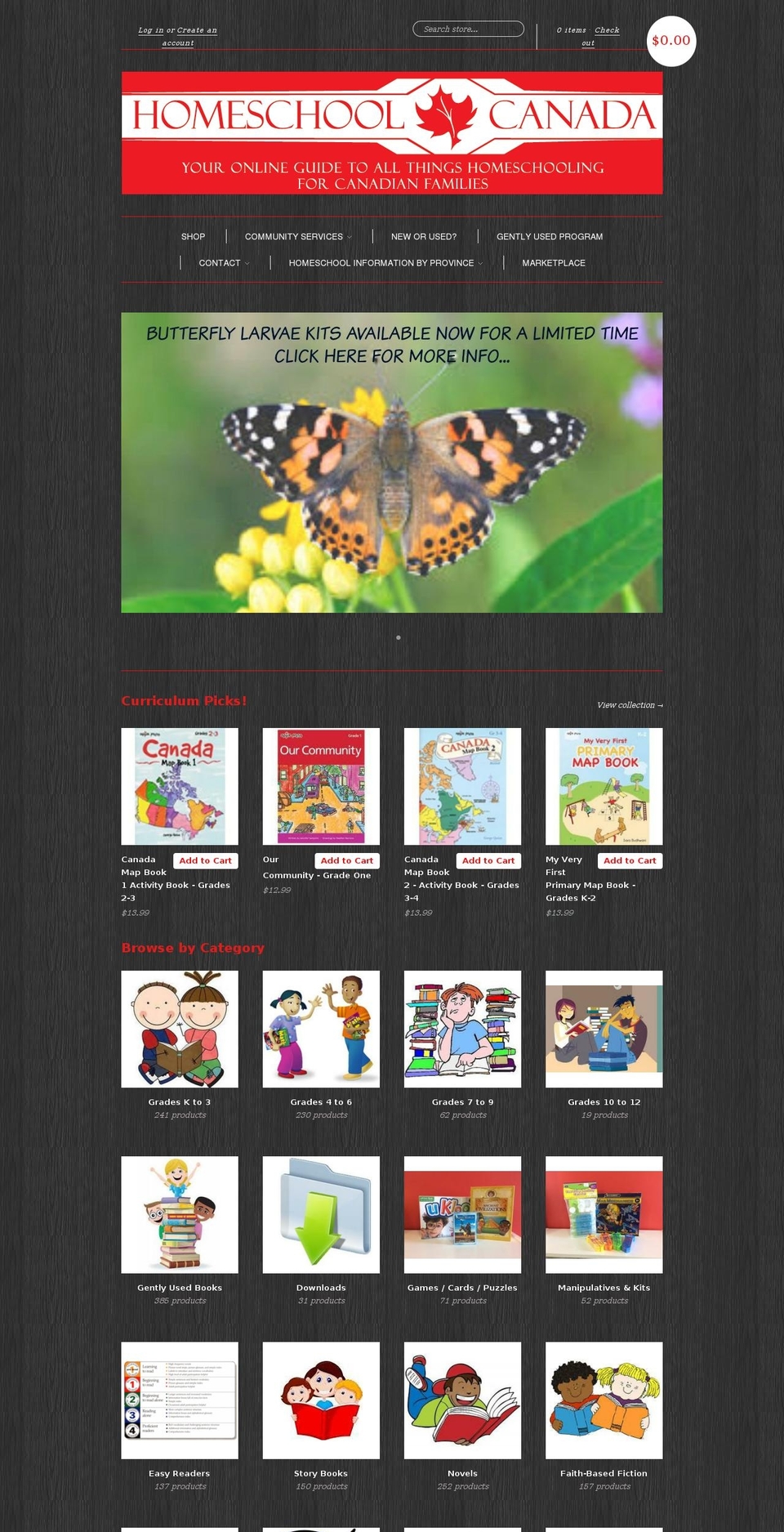 homeschoolcanada.ca shopify website screenshot