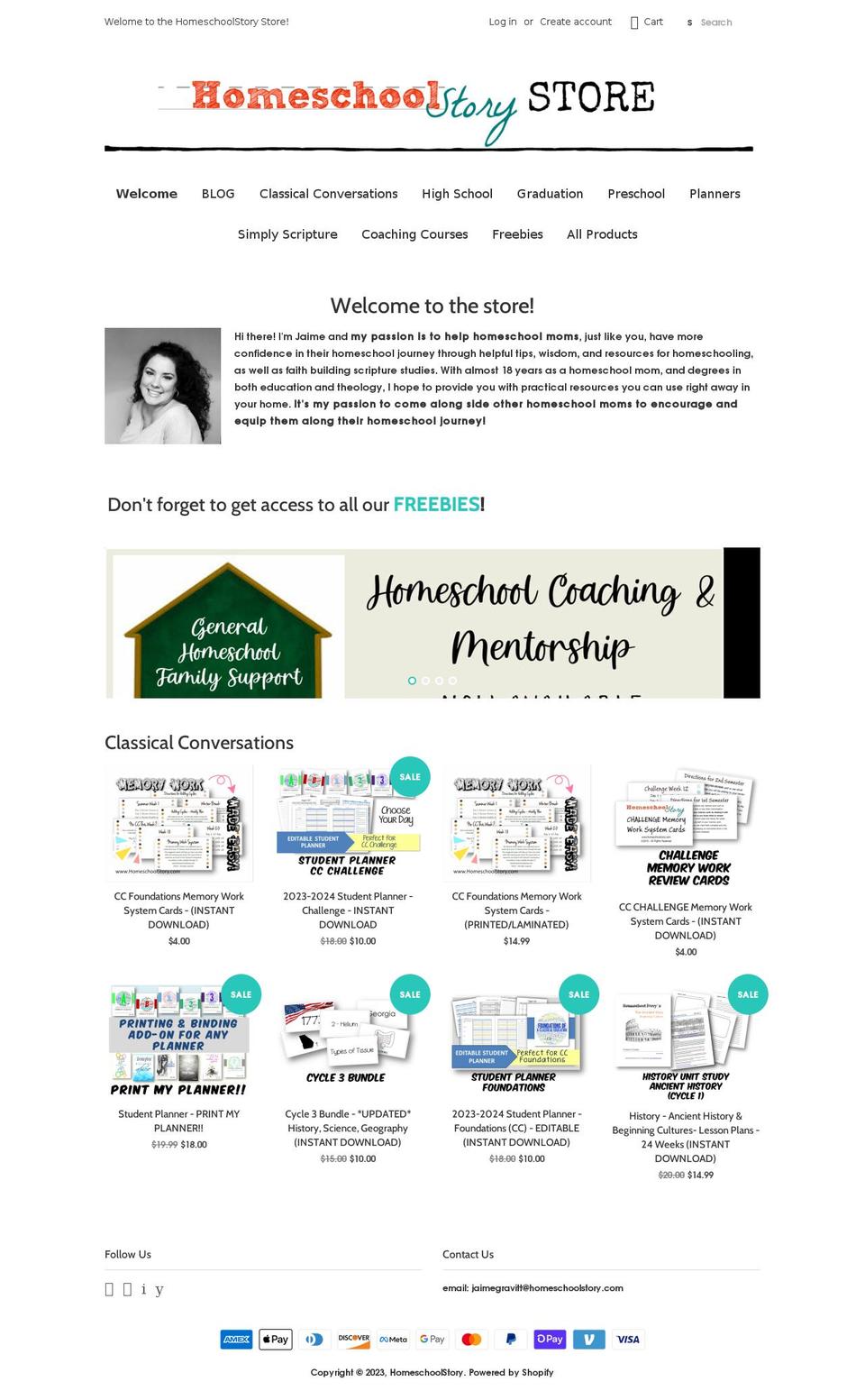 homeschoolstory.myshopify.com shopify website screenshot