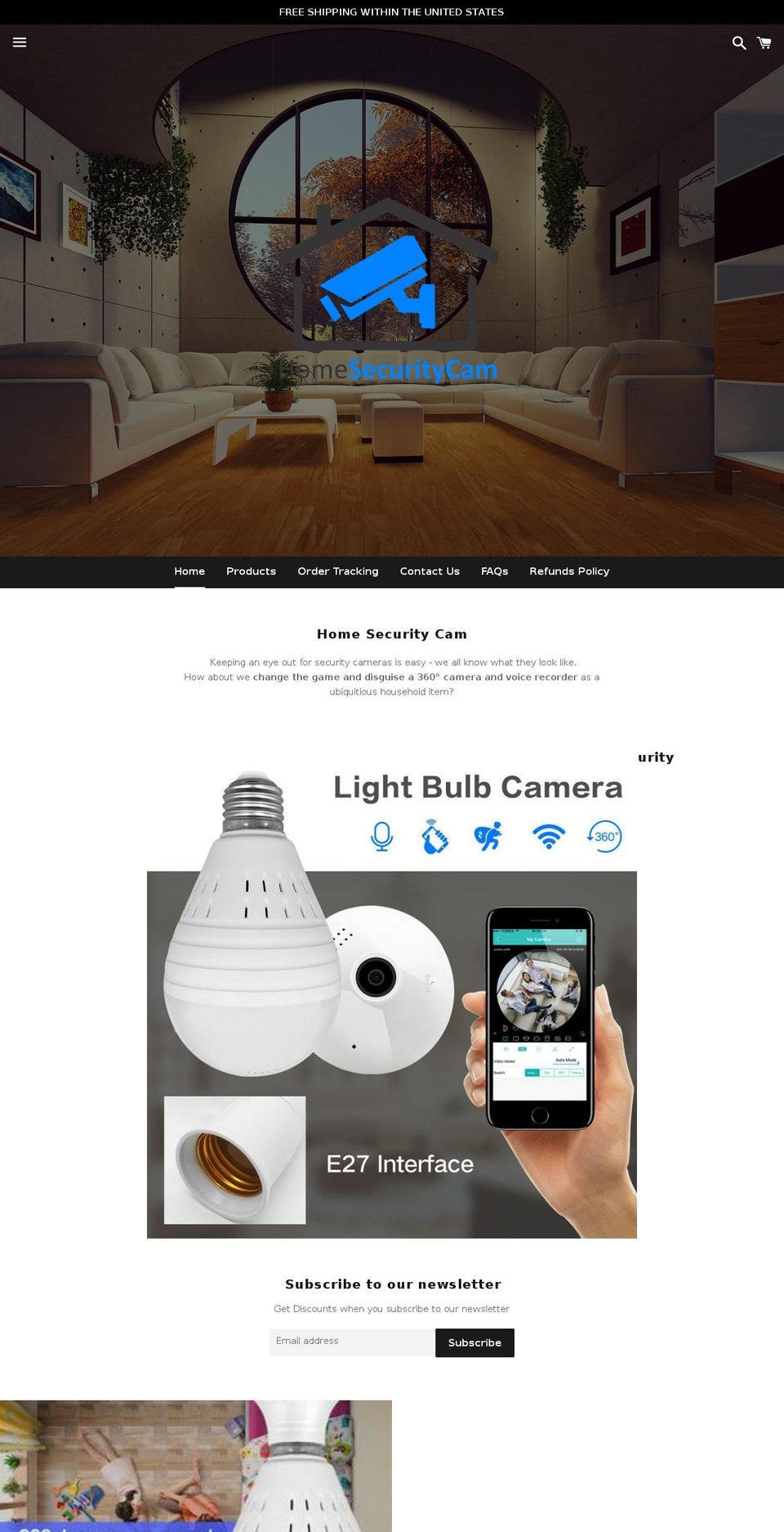 homesecuritycam.net shopify website screenshot
