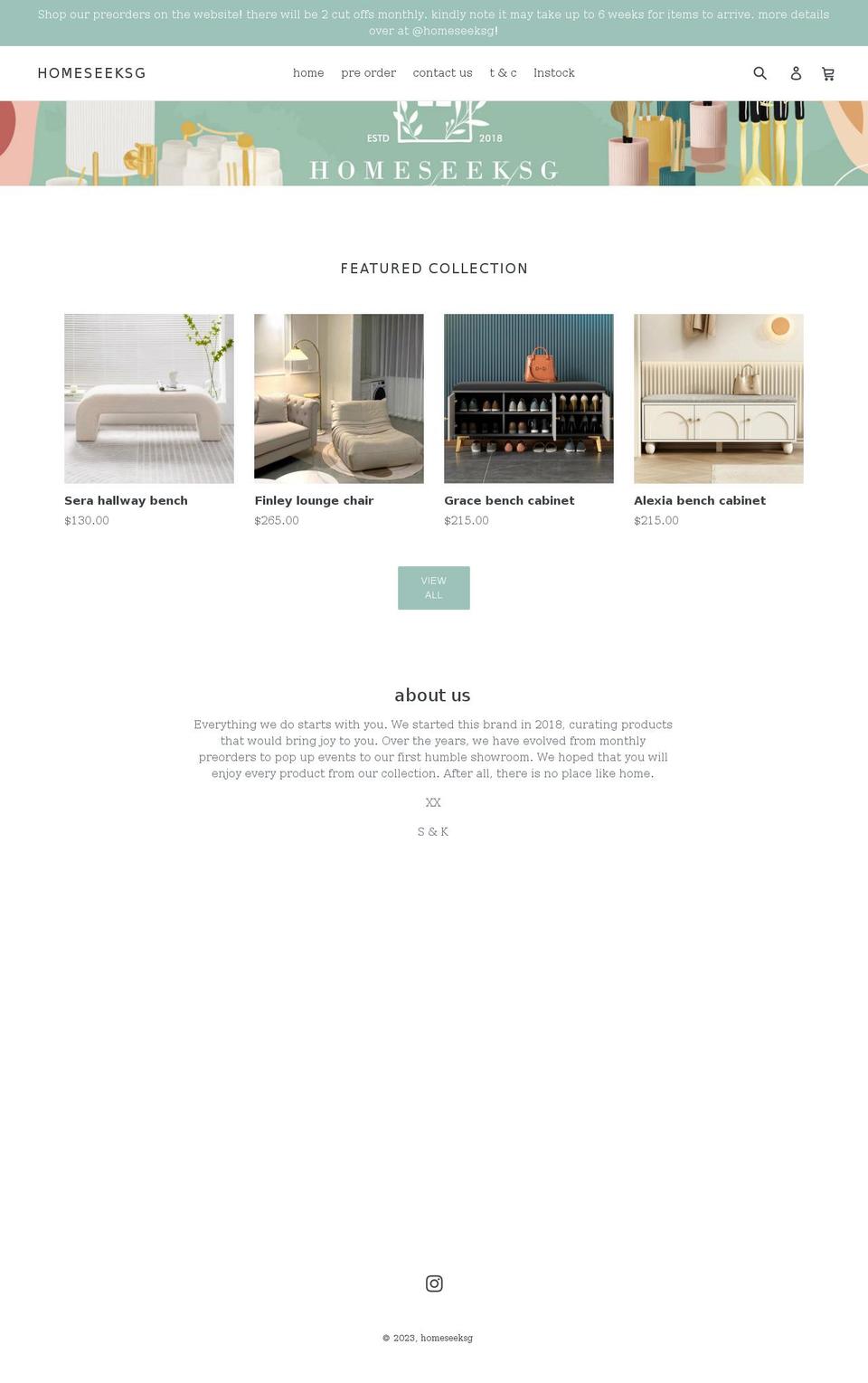 homeseeksg.com shopify website screenshot