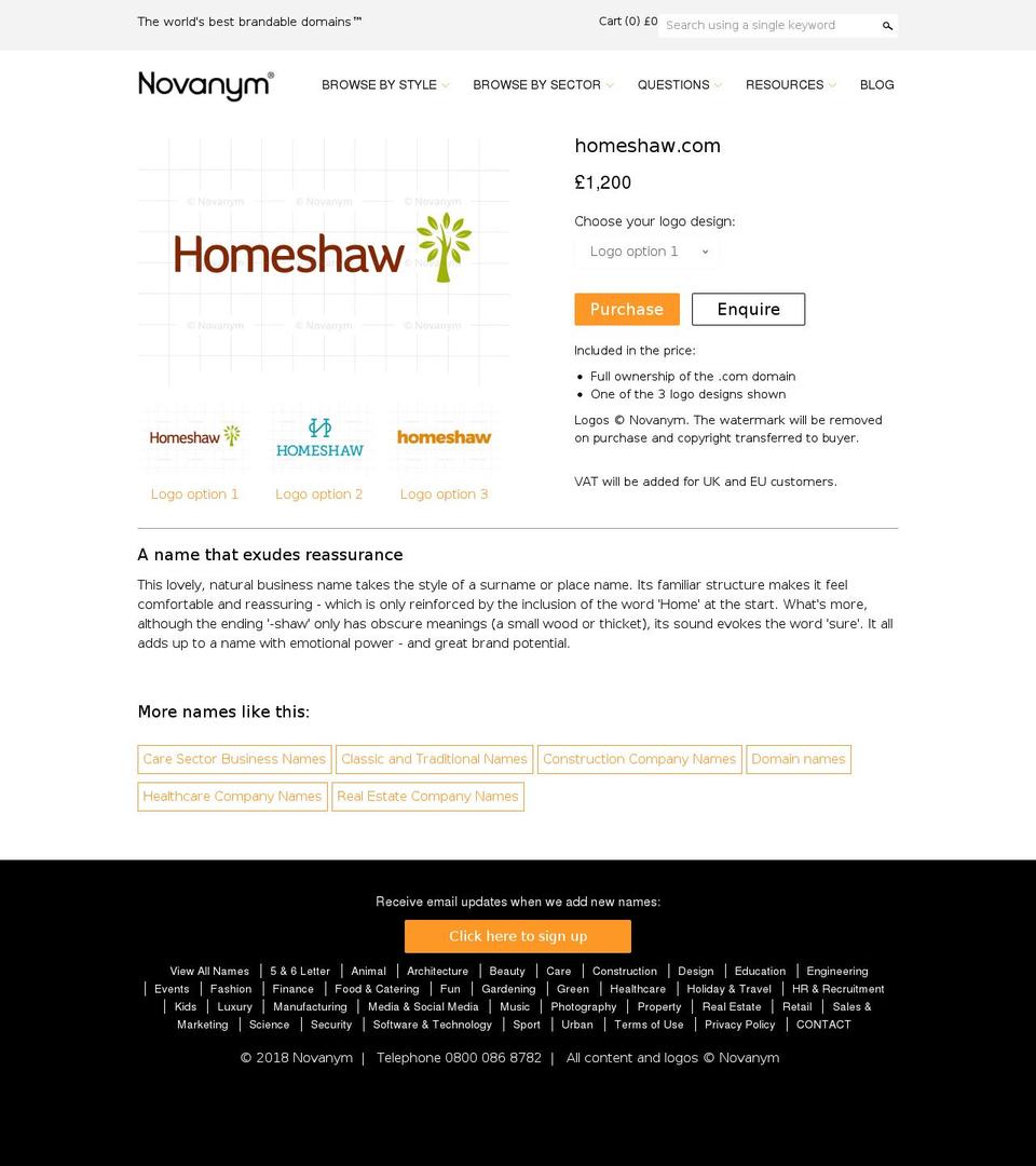 homeshaw.com — Shopify storefront screenshot
