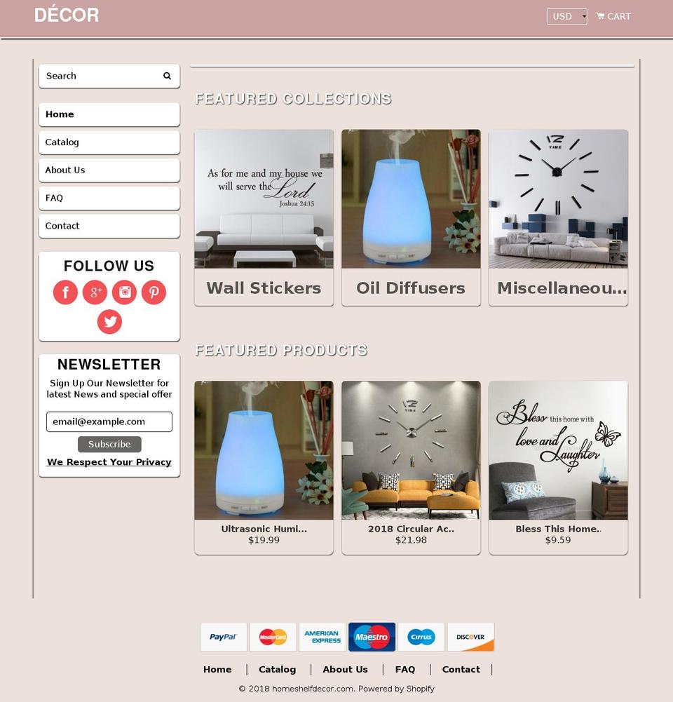 Décor Shopify theme site example homeshelfdecor.com