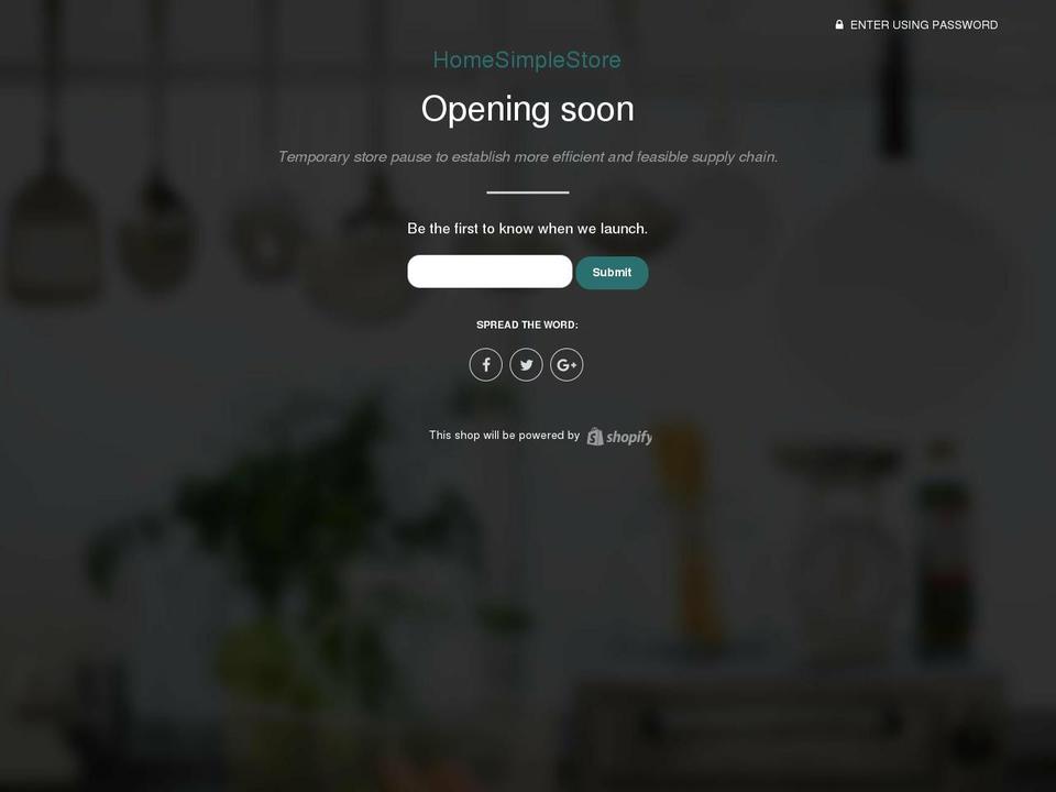homesimplestore.com shopify website screenshot
