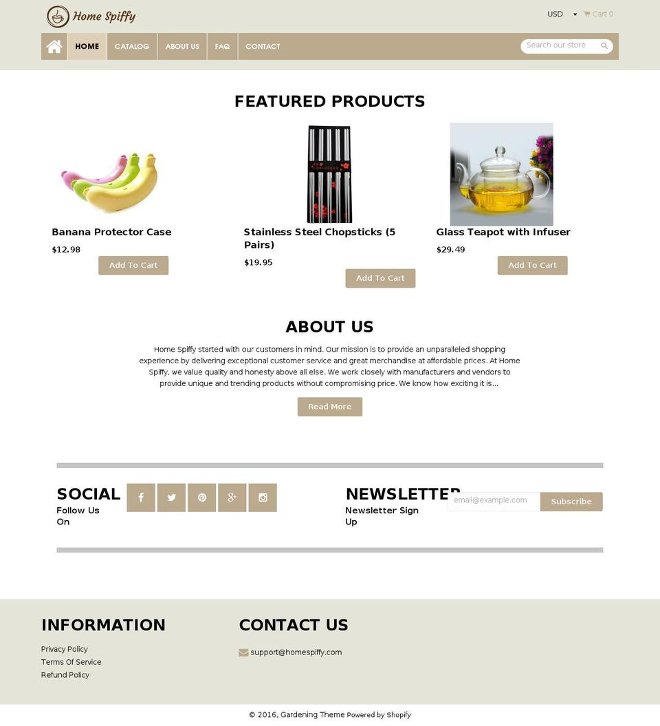 Homey Shopify theme site example homespiffy.com