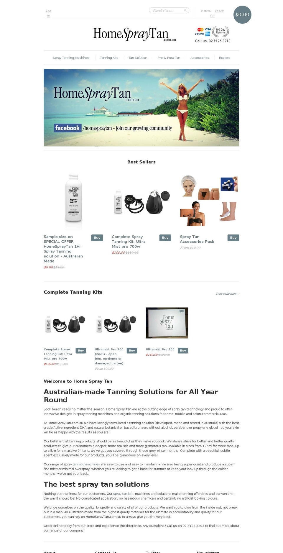 homespraytan.co shopify website screenshot