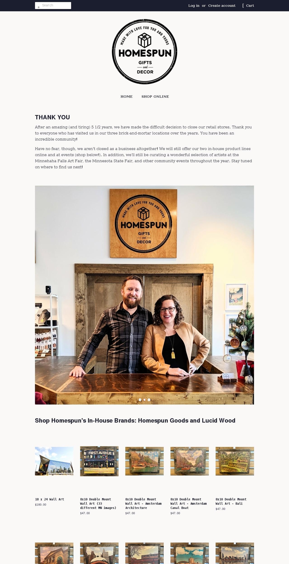 homespunmn.myshopify.com shopify website screenshot