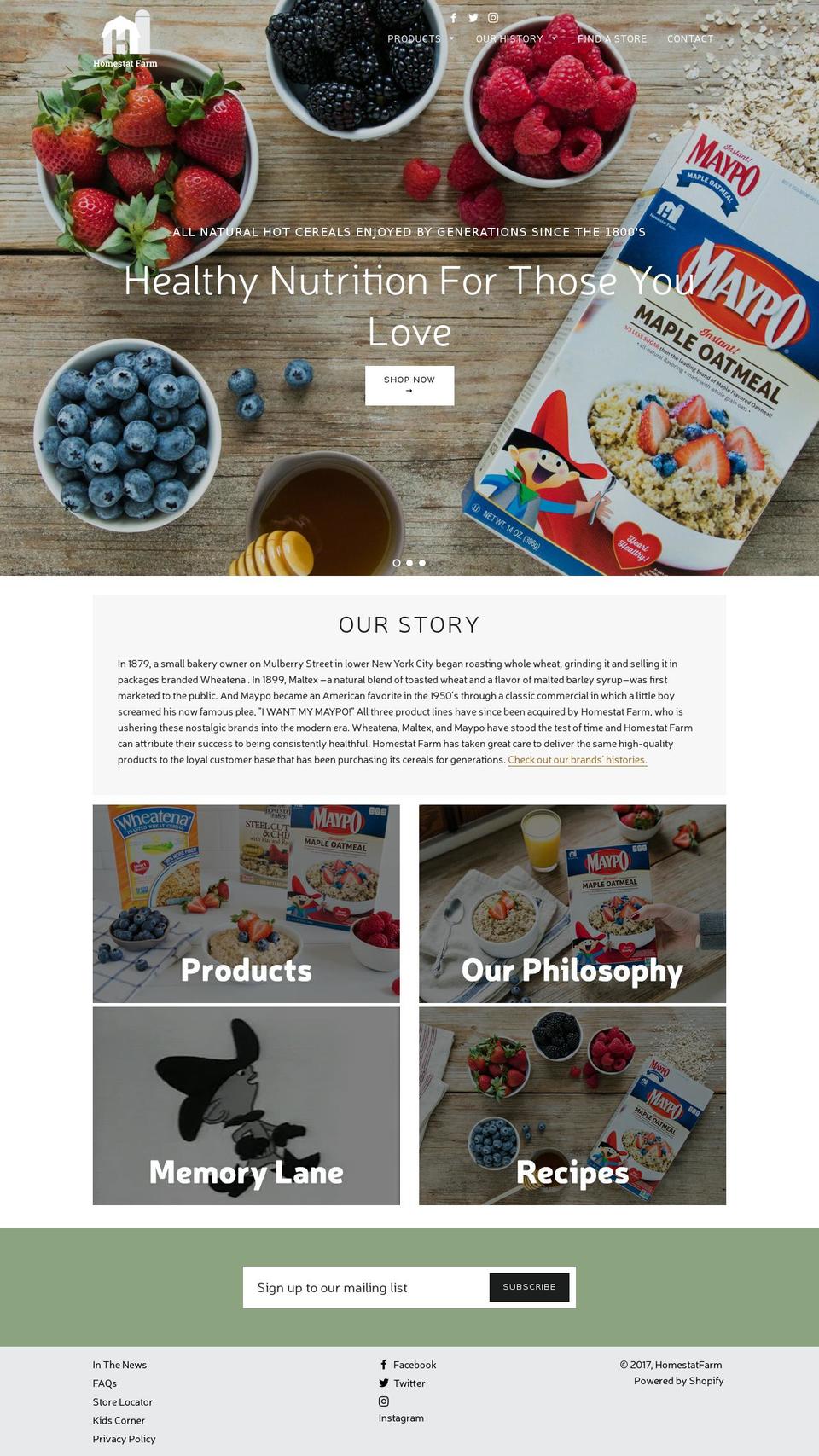 homestatfarm.com shopify website screenshot