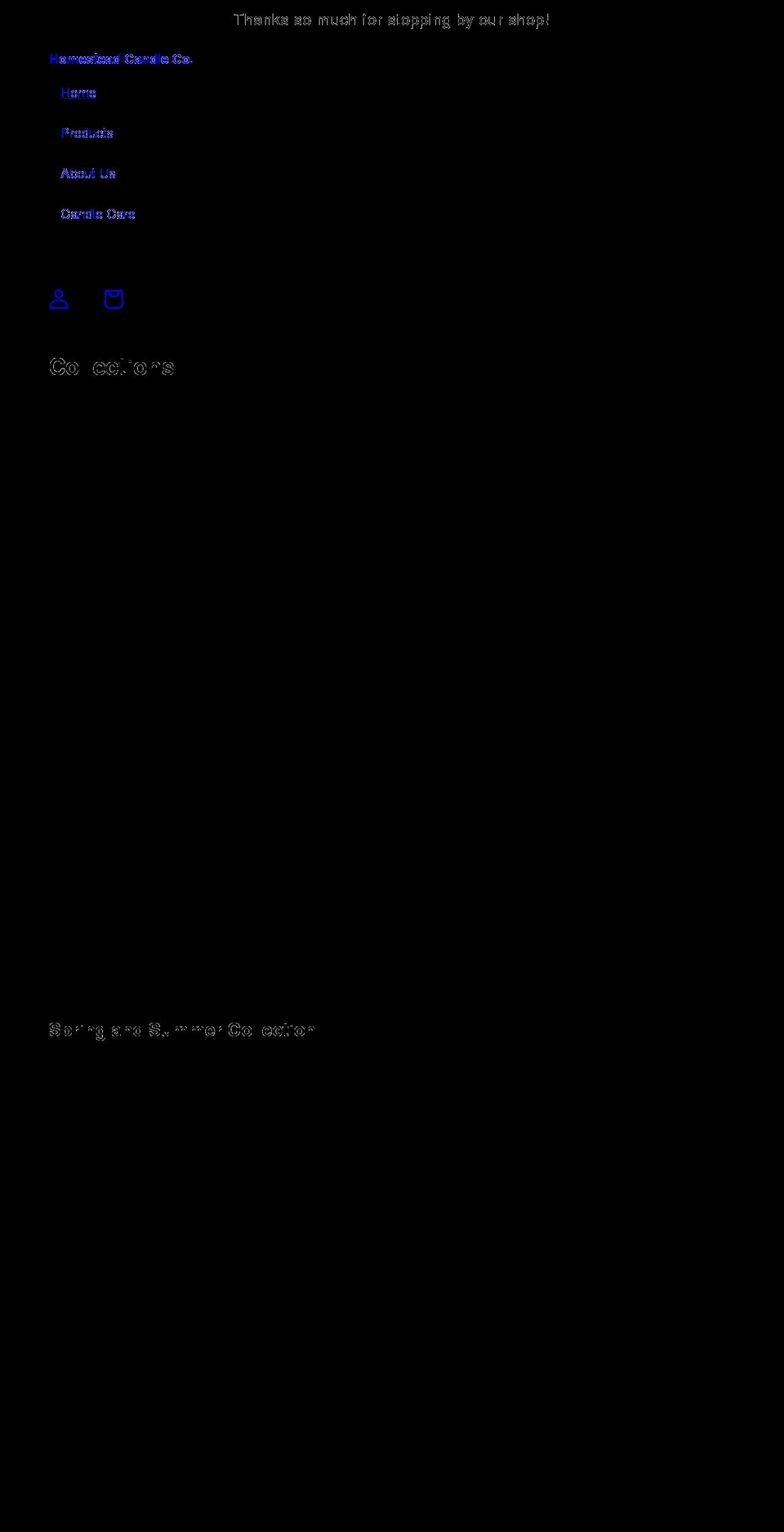 homesteadcandleco.com shopify website screenshot