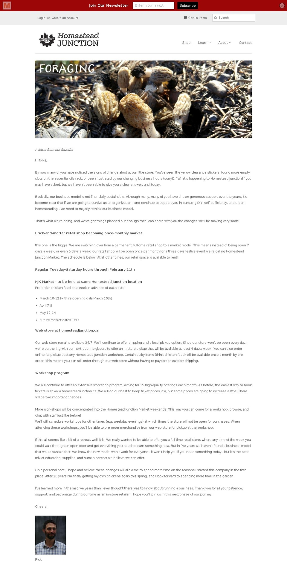 homesteadersemporium.com shopify website screenshot