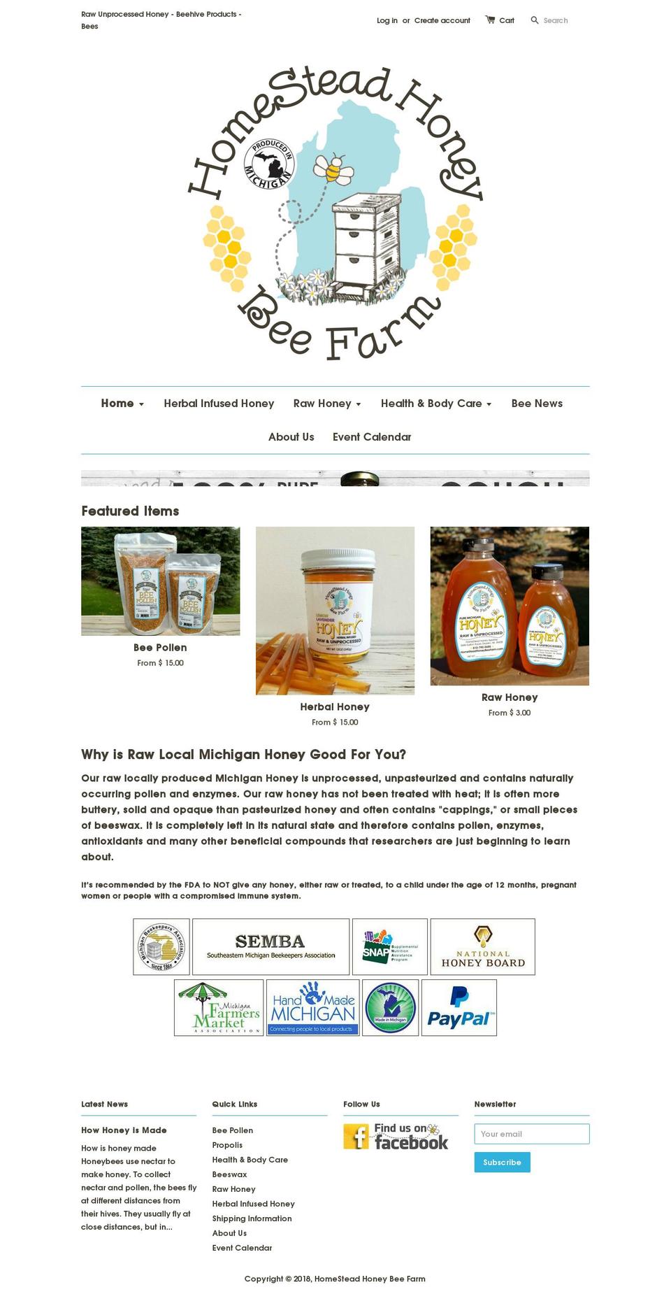homesteadhoneybeefarm.com — Shopify storefront screenshot